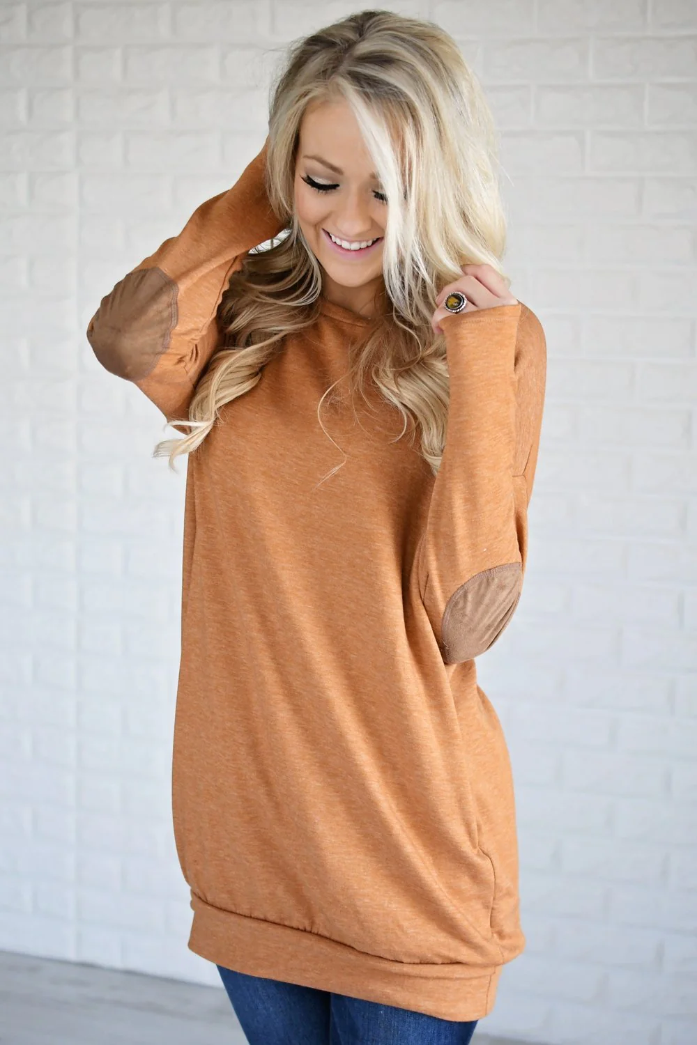Mustard Elbow Patch Sweater - Image 4