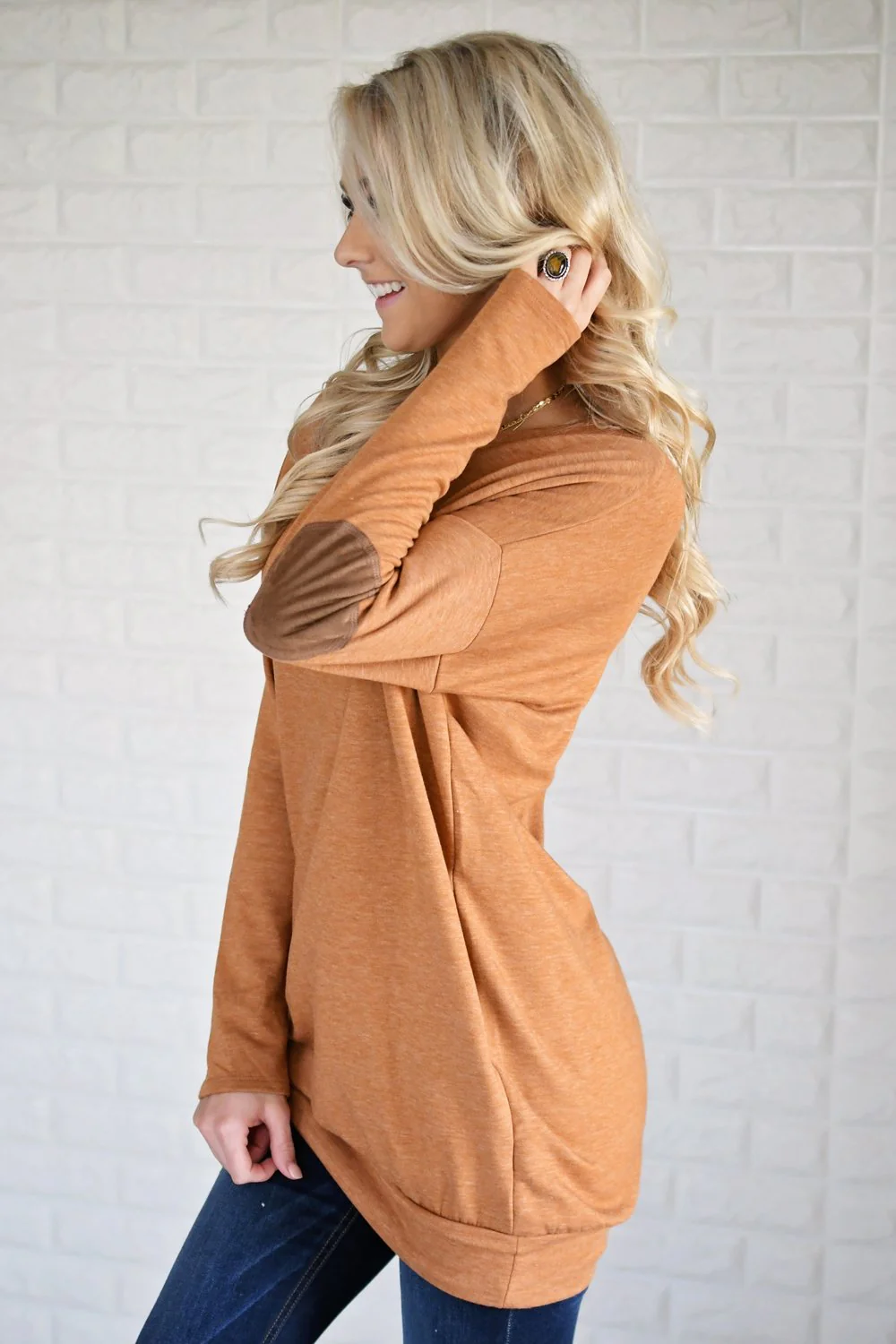Mustard Elbow Patch Sweater - Image 5