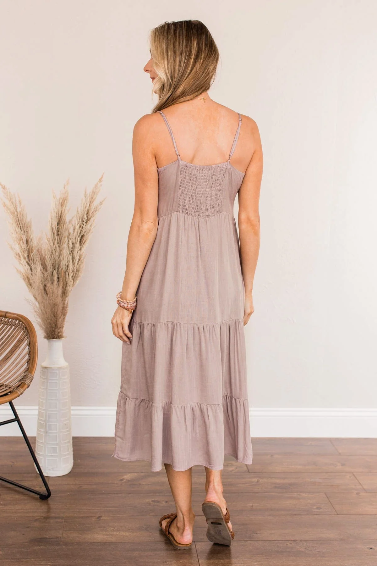 Muted Moments Button Dress- Dusty Lavender - Image 5
