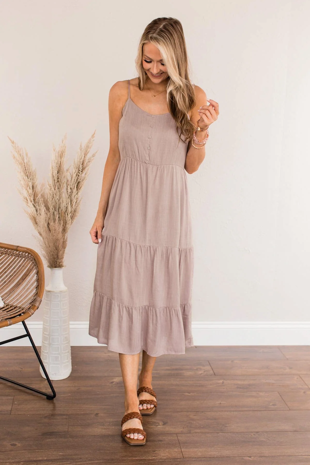 Muted Moments Button Dress- Dusty Lavender - Image 7