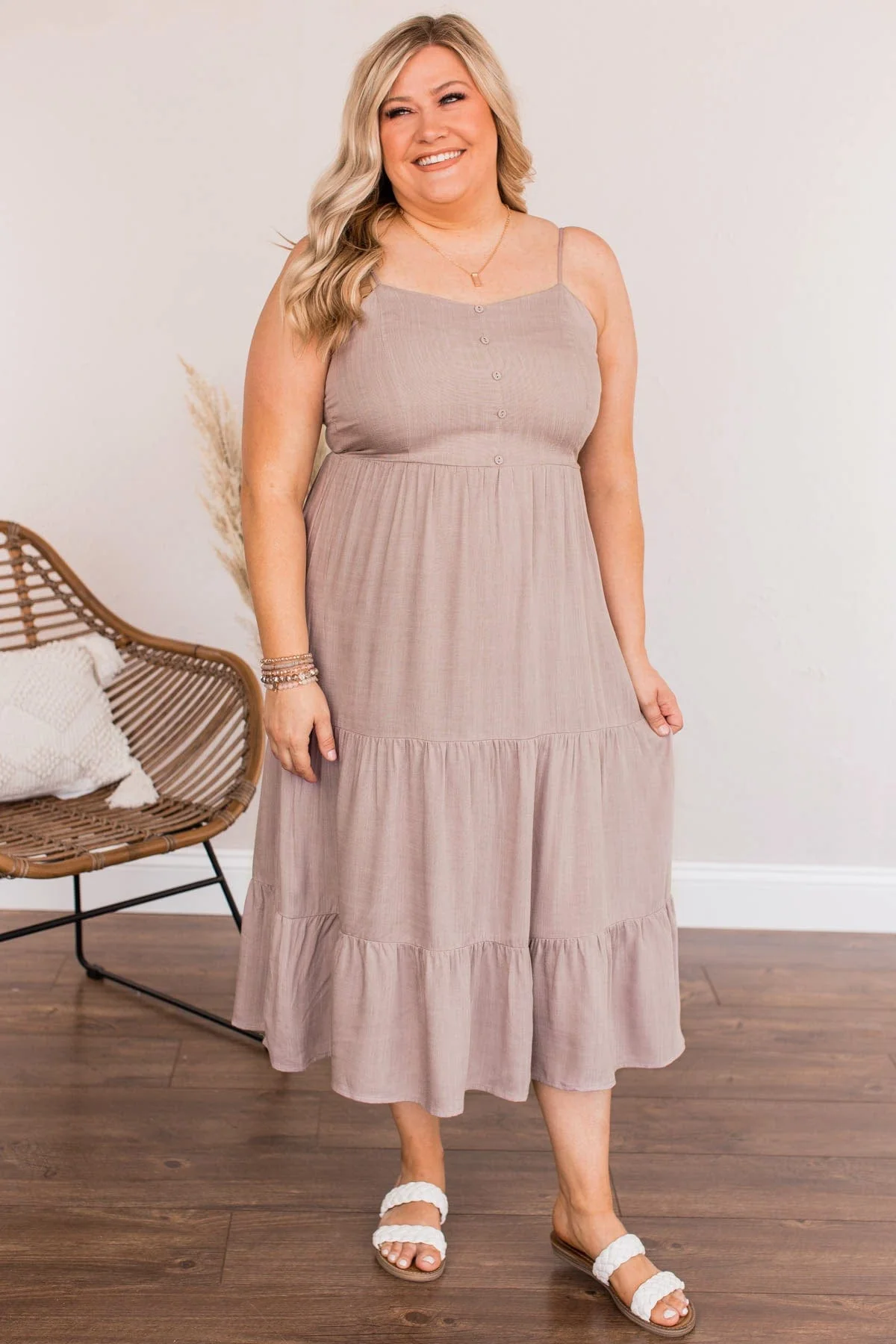 Muted Moments Button Dress- Dusty Lavender - Image 8