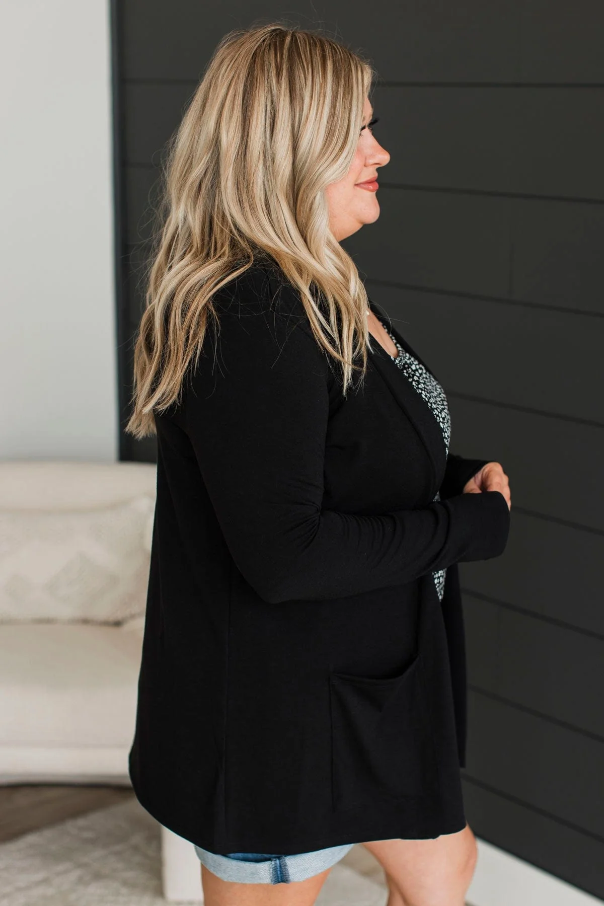 My Best Self Open Front Cardigan- Black - Image 6