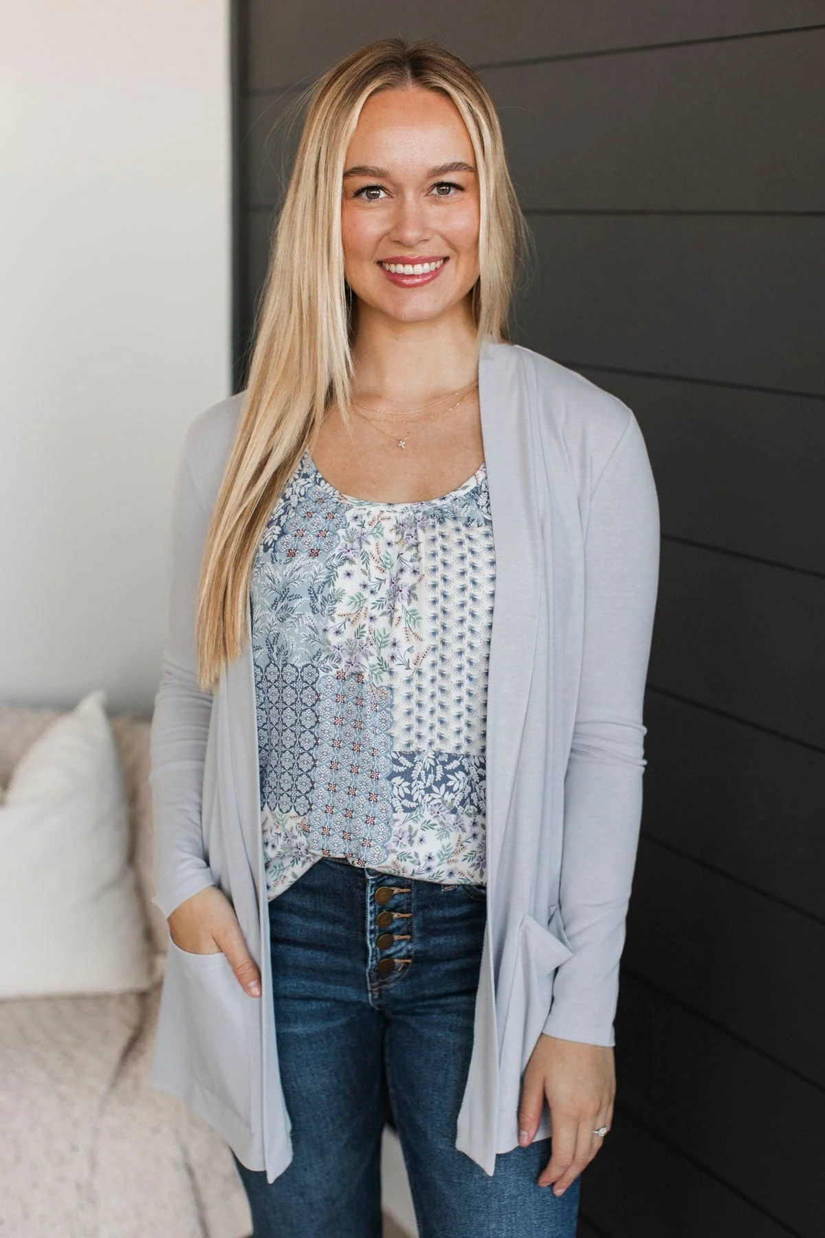 My Best Self Open Front Cardigan- Heather Grey - Image 4