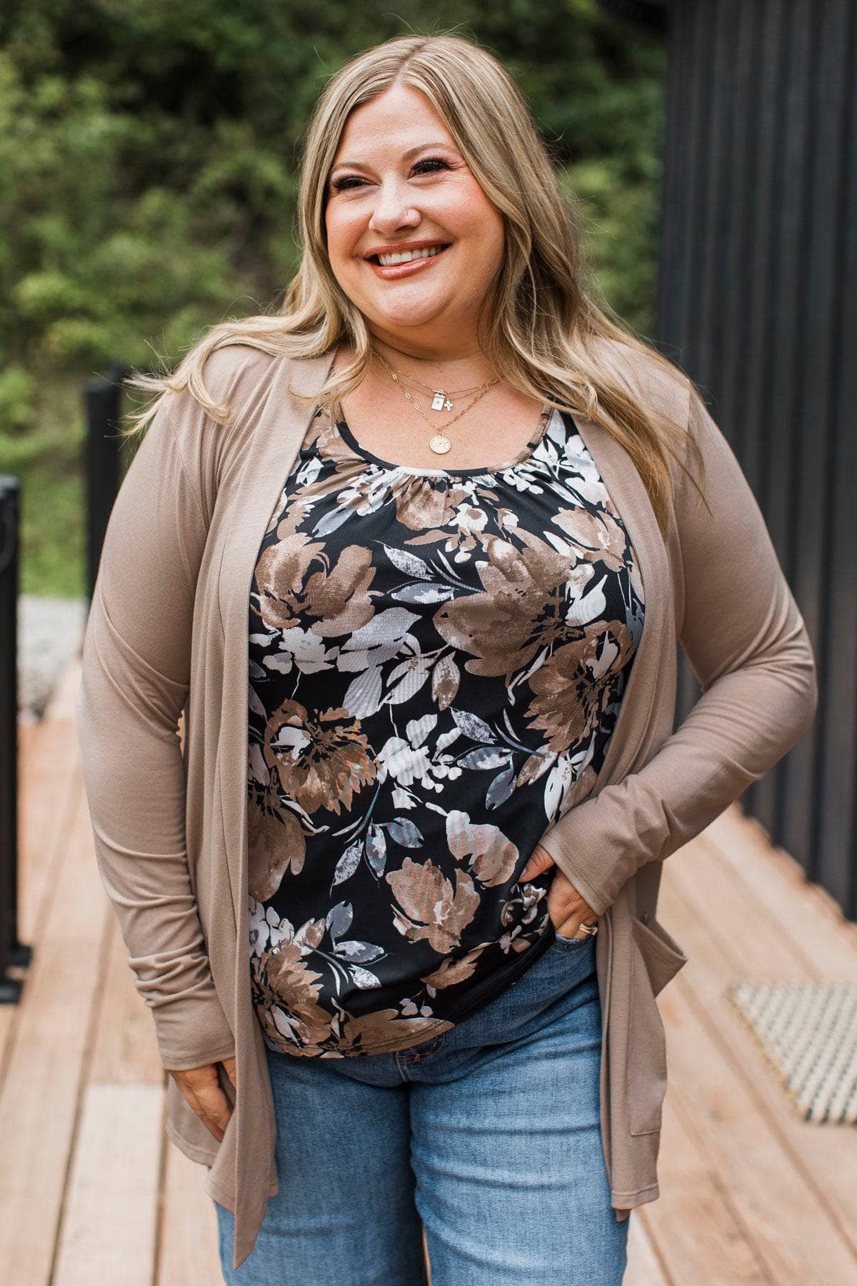 My Best Self Open Front Cardigan- Light Mocha - Image 2