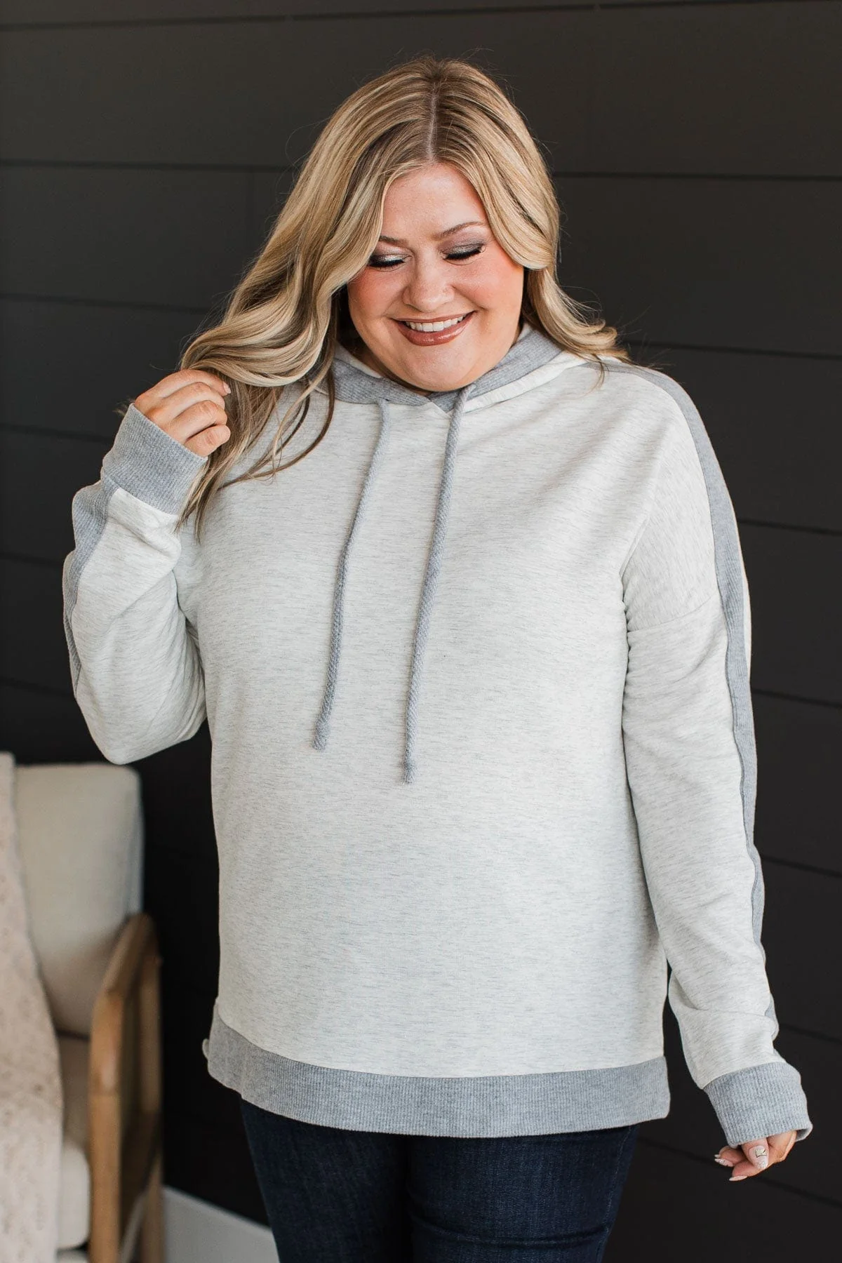 My Every Wish Hooded Top- Heather Grey - Image 4