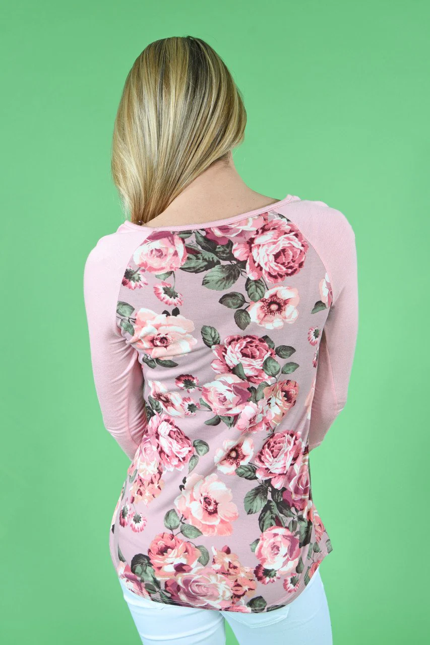 My Favorite Floral 3/4 Sleeve Top - Blush - Image 6