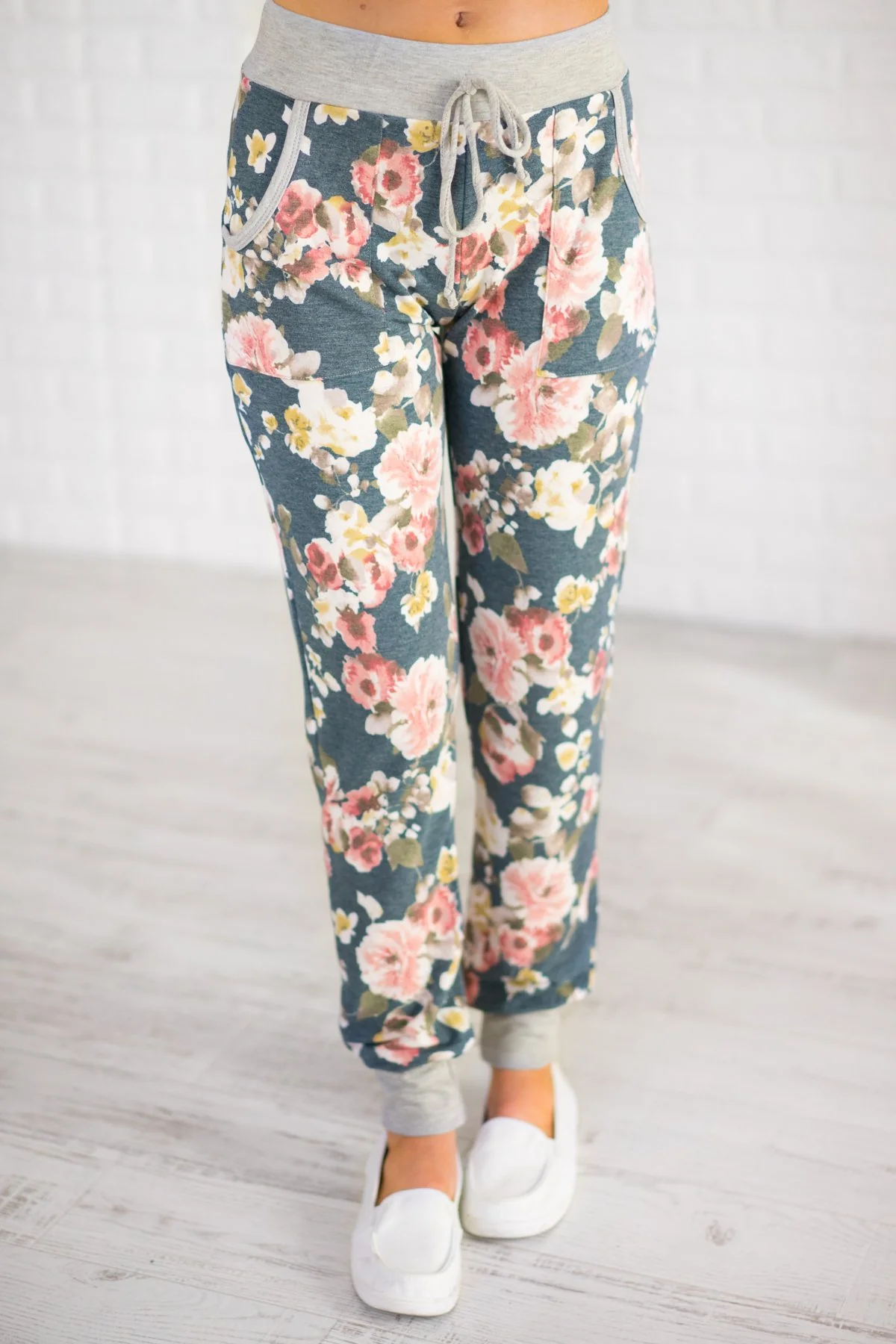 My Favorite Floral Joggers ~ Teal - Image 2