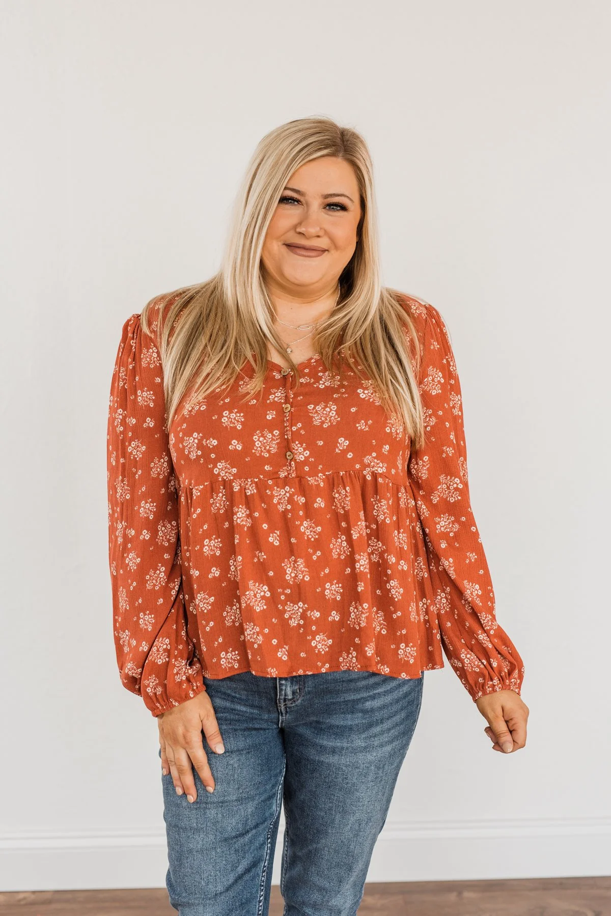 My Favorite Things Floral Blouse- Rust - Image 4
