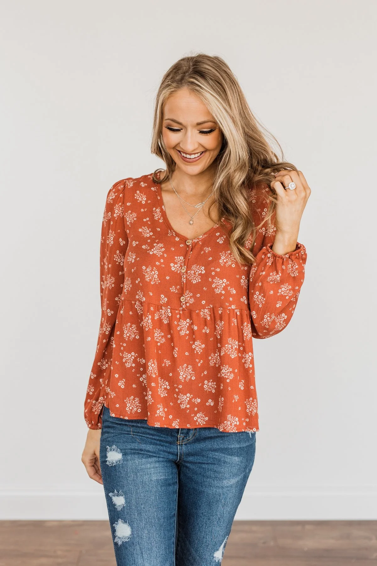 My Favorite Things Floral Blouse- Rust - Image 5