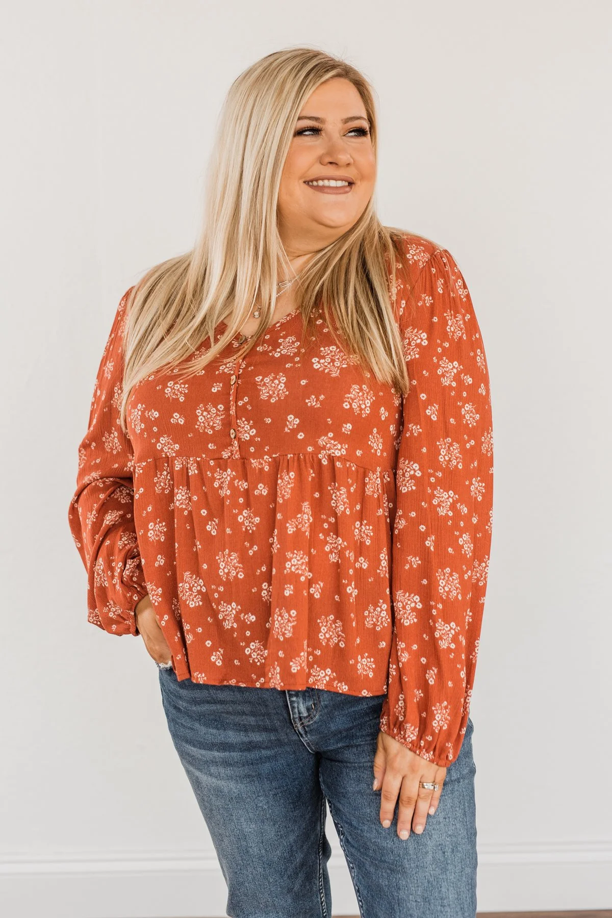 My Favorite Things Floral Blouse- Rust - Image 6