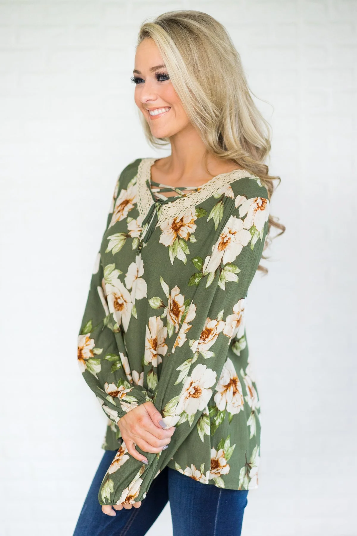 My Happy Ending Floral Top - Deep Green - Image 3