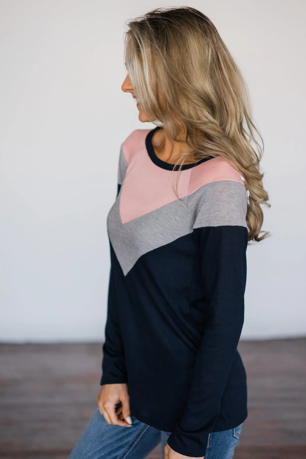 My Idea of Fun Pink and Navy Chevron Top - Image 3