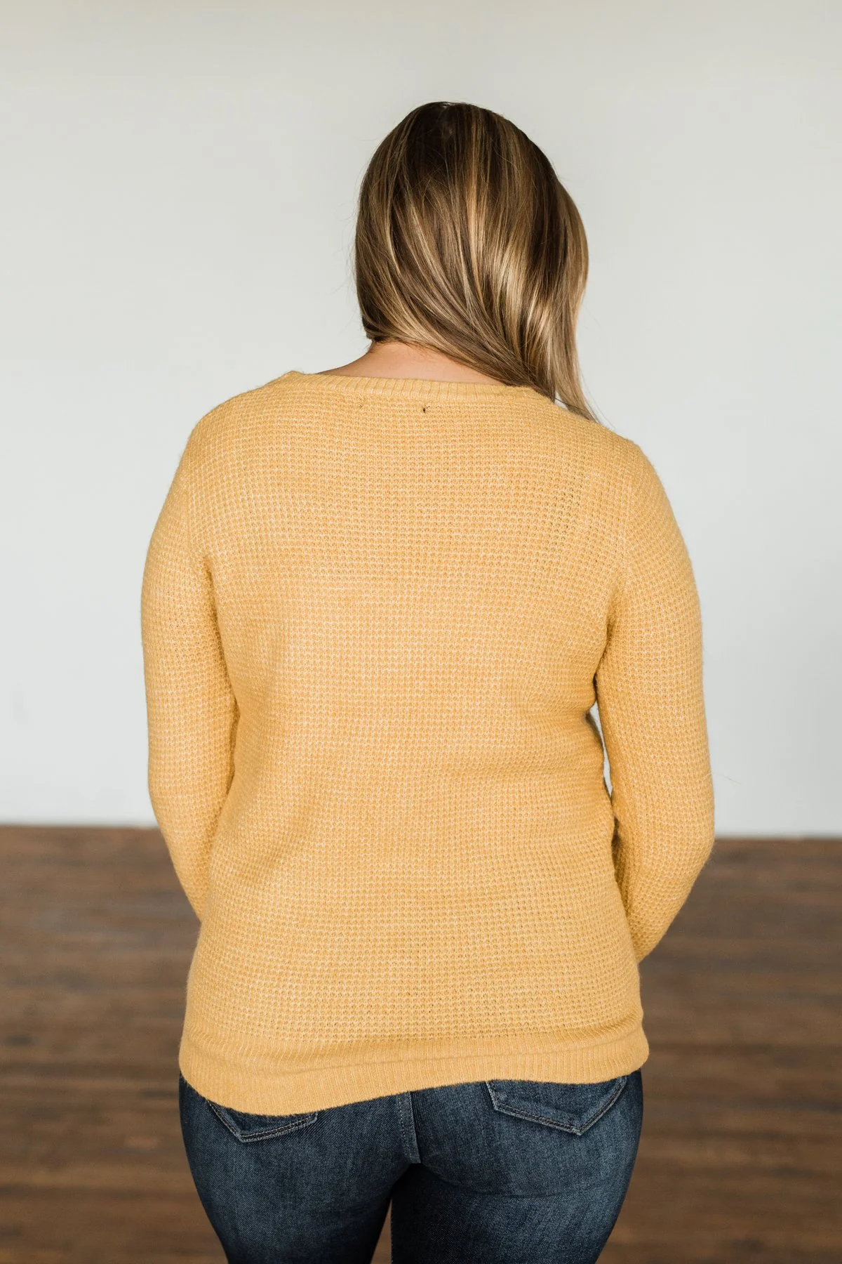 My Little Angel Waffle Knit Sweater- Mustard - Image 10