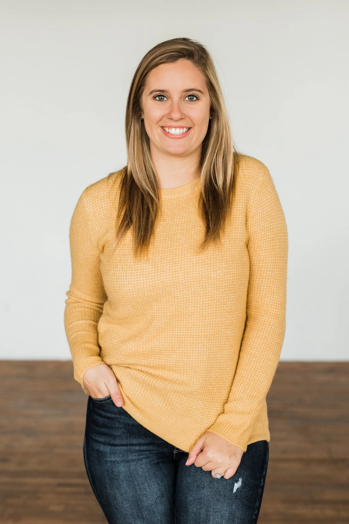 My Little Angel Waffle Knit Sweater- Mustard - Image 2