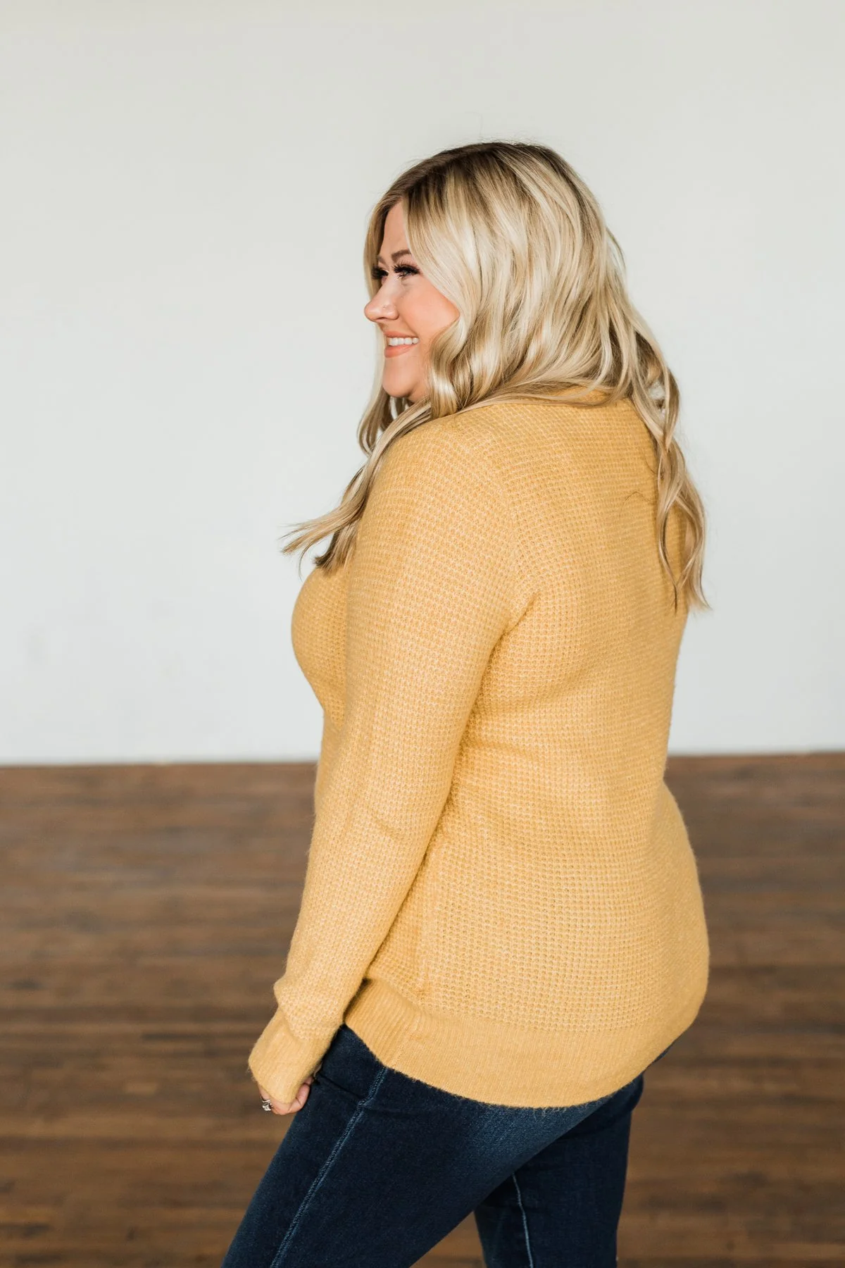 My Little Angel Waffle Knit Sweater- Mustard - Image 8
