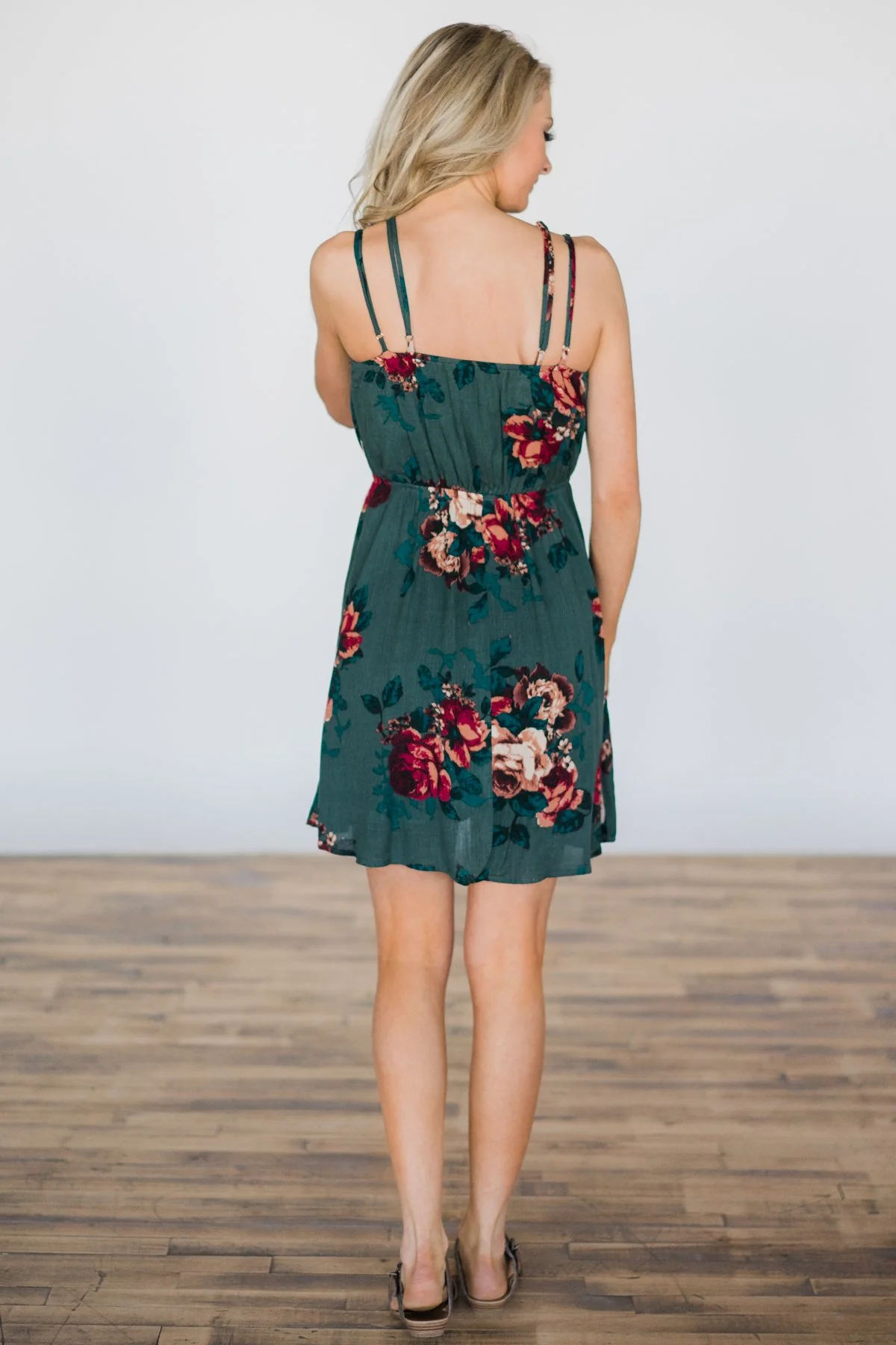 My Mind's Made Up Olive Floral Dress - Image 4