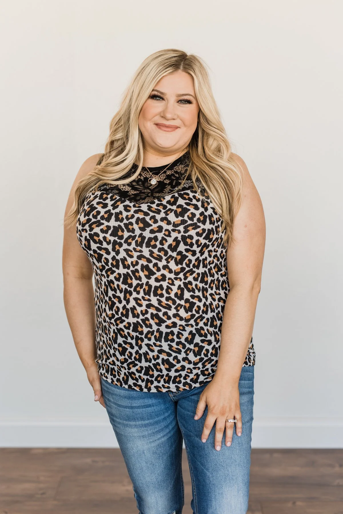 My Moment To Shine Lace Tank- Leopard - Image 3
