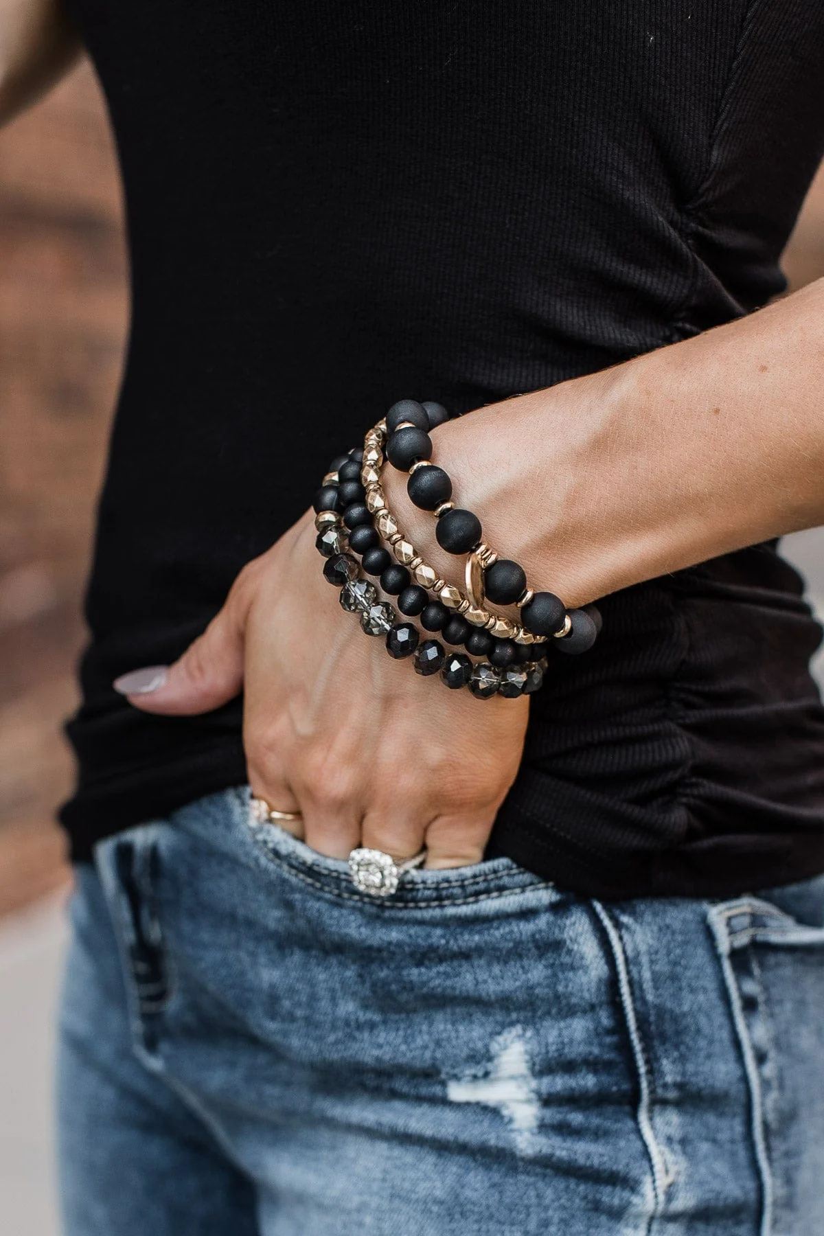 My New Obsession 4 Layer Bracelet- Black - Image 3