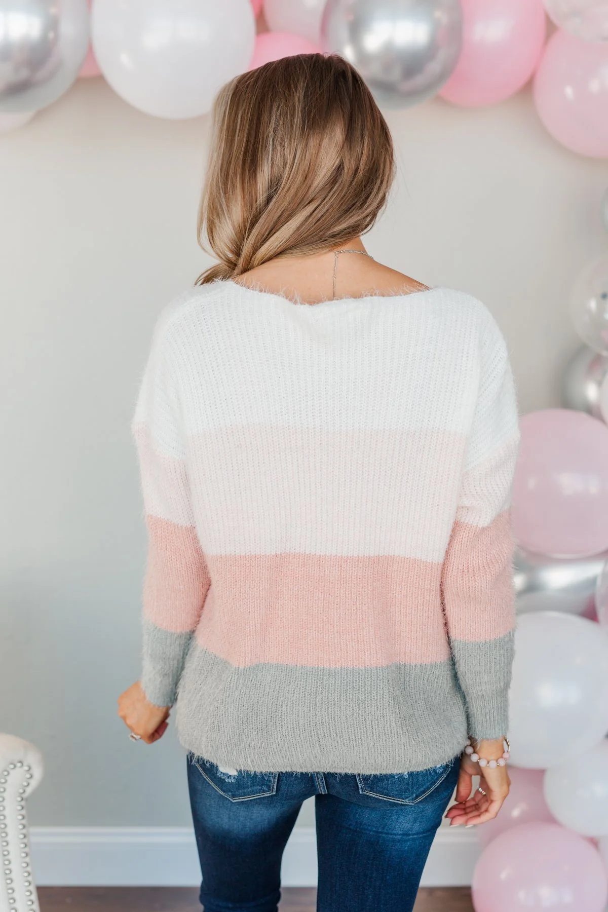 My Reason Why Knit Sweater- Ivory, Pink, & Grey - Image 9