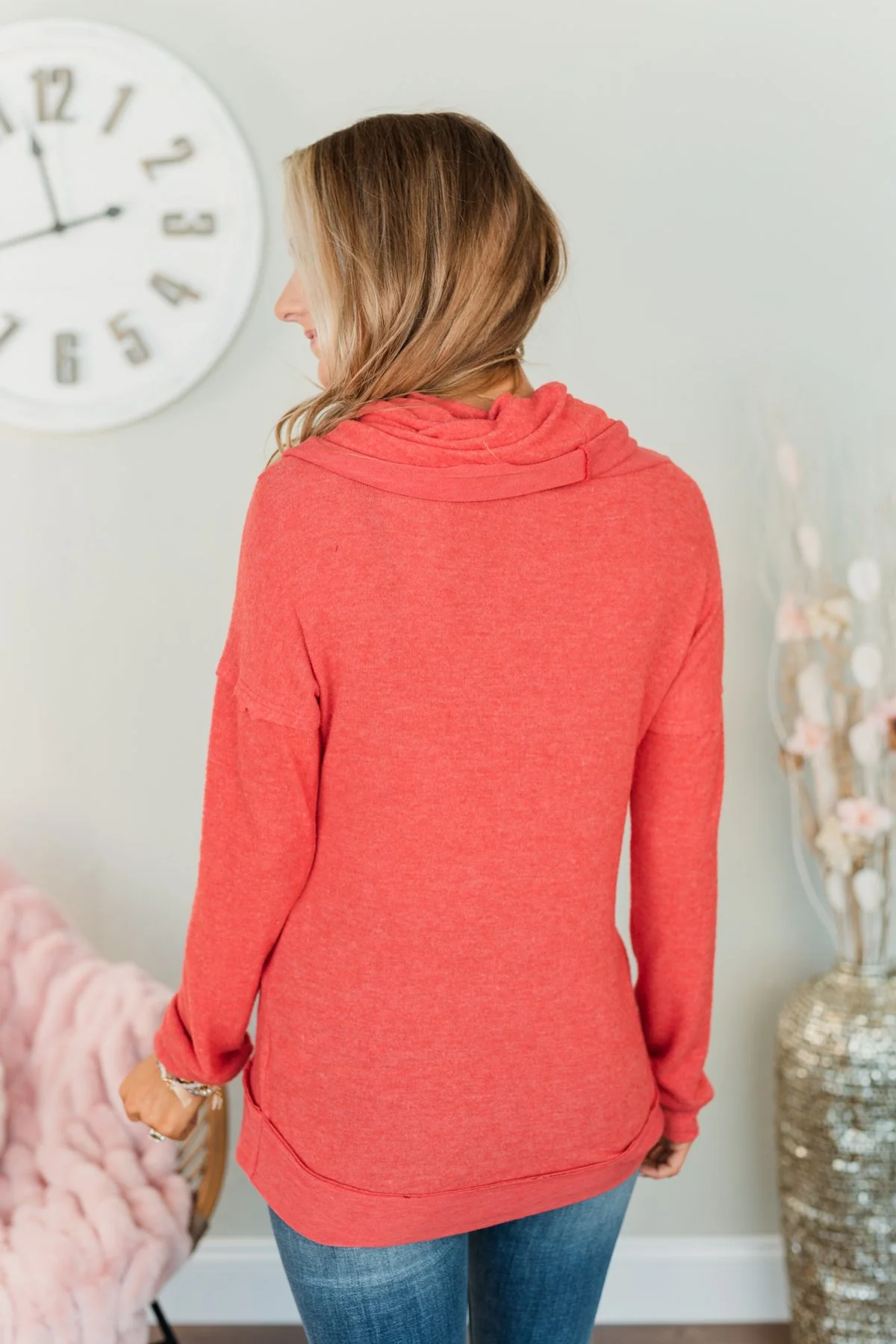My Time To Shine Cowl Neck Top- Dark Coral - Image 7