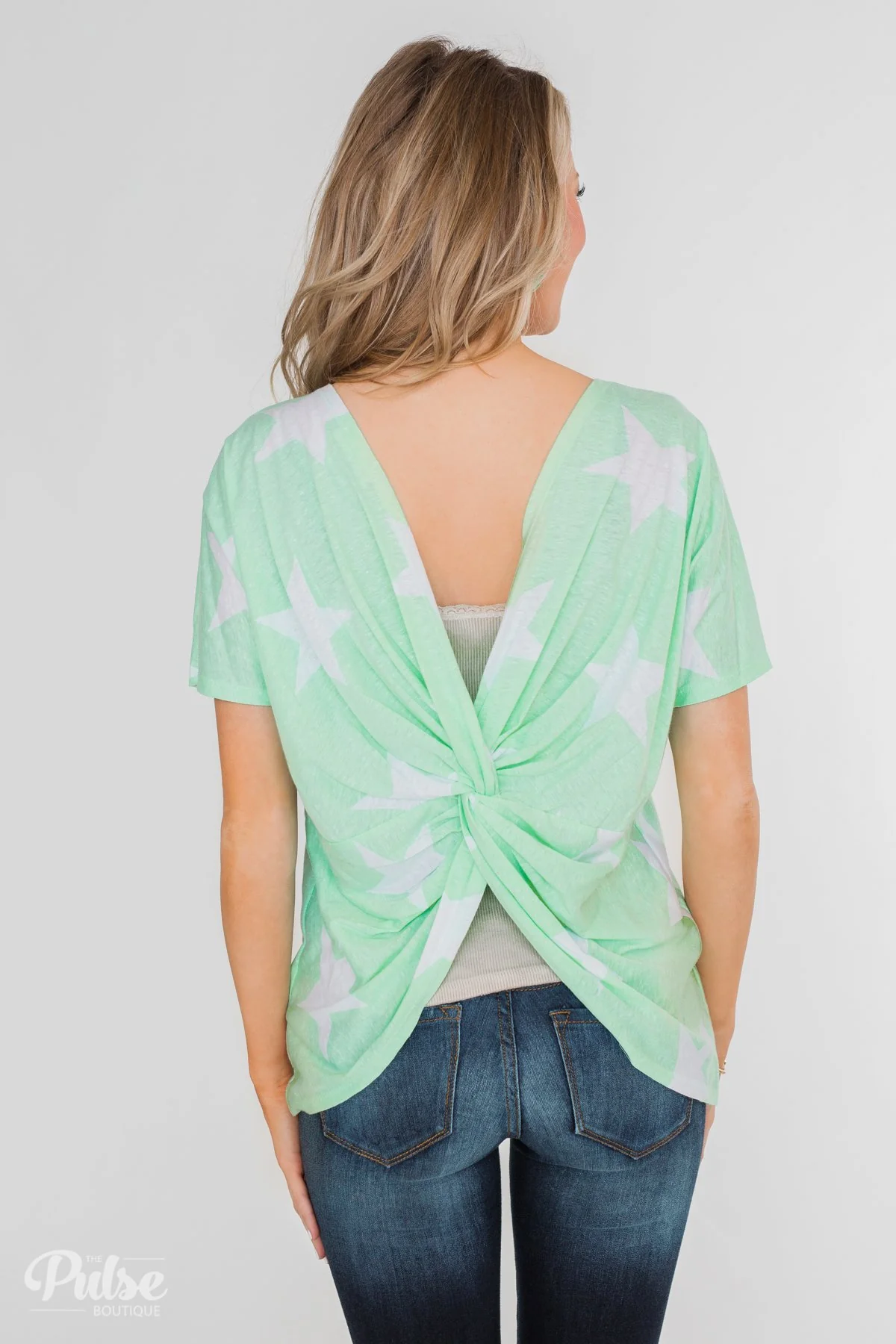 My Wish Tonight Open Back Twisted Knot Top- Mint - Image 13