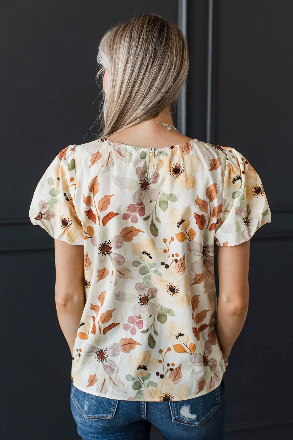 Natural Ambition Floral Blouse- Ivory, Pale Yellow, & Rust - Image 8