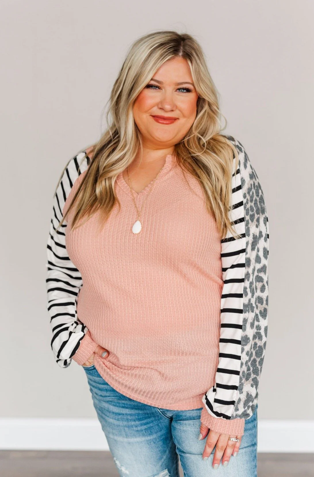 Natural Beauty Long Sleeve Knit Top- Dusty Peach - Image 2