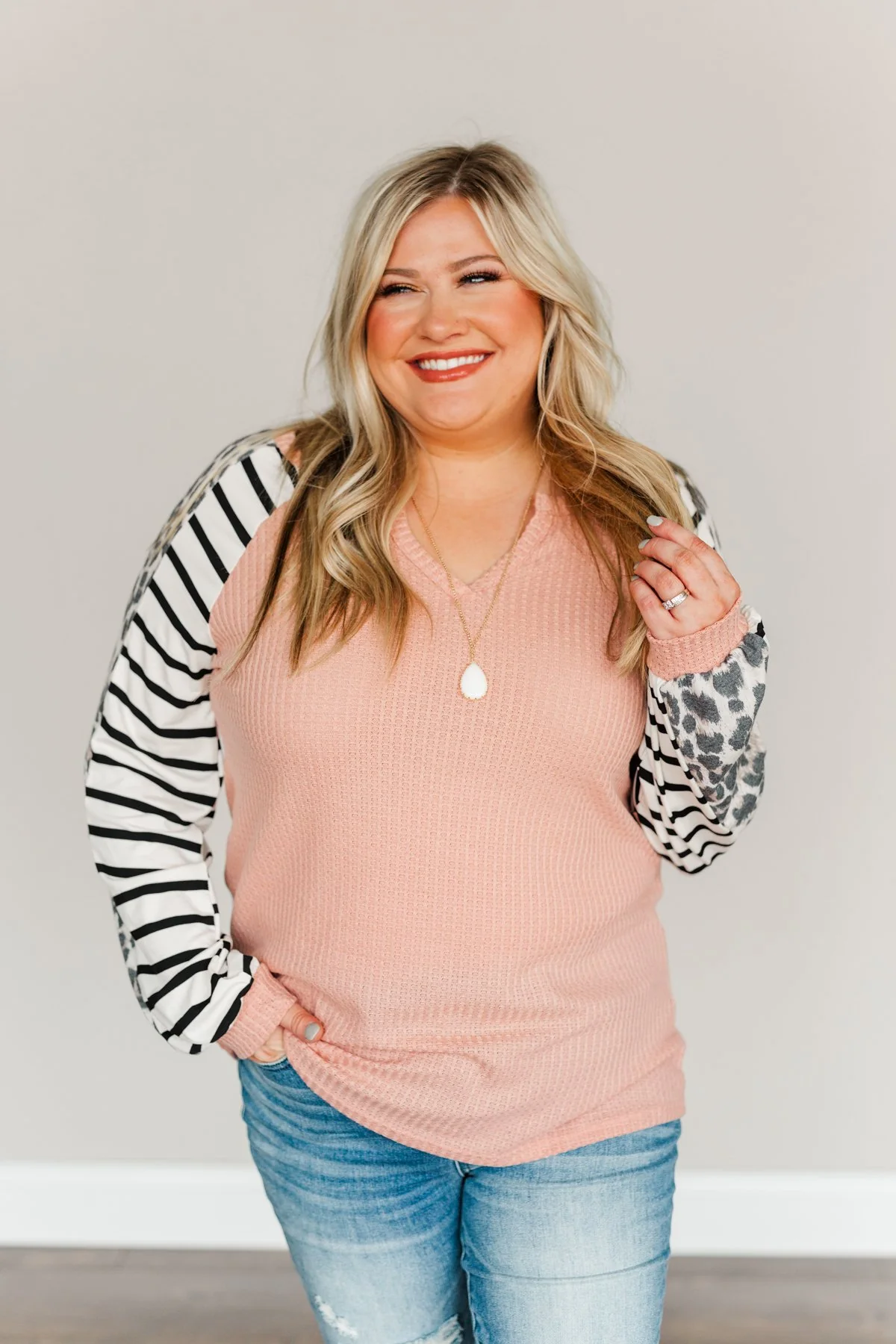 Natural Beauty Long Sleeve Knit Top- Dusty Peach - Image 4