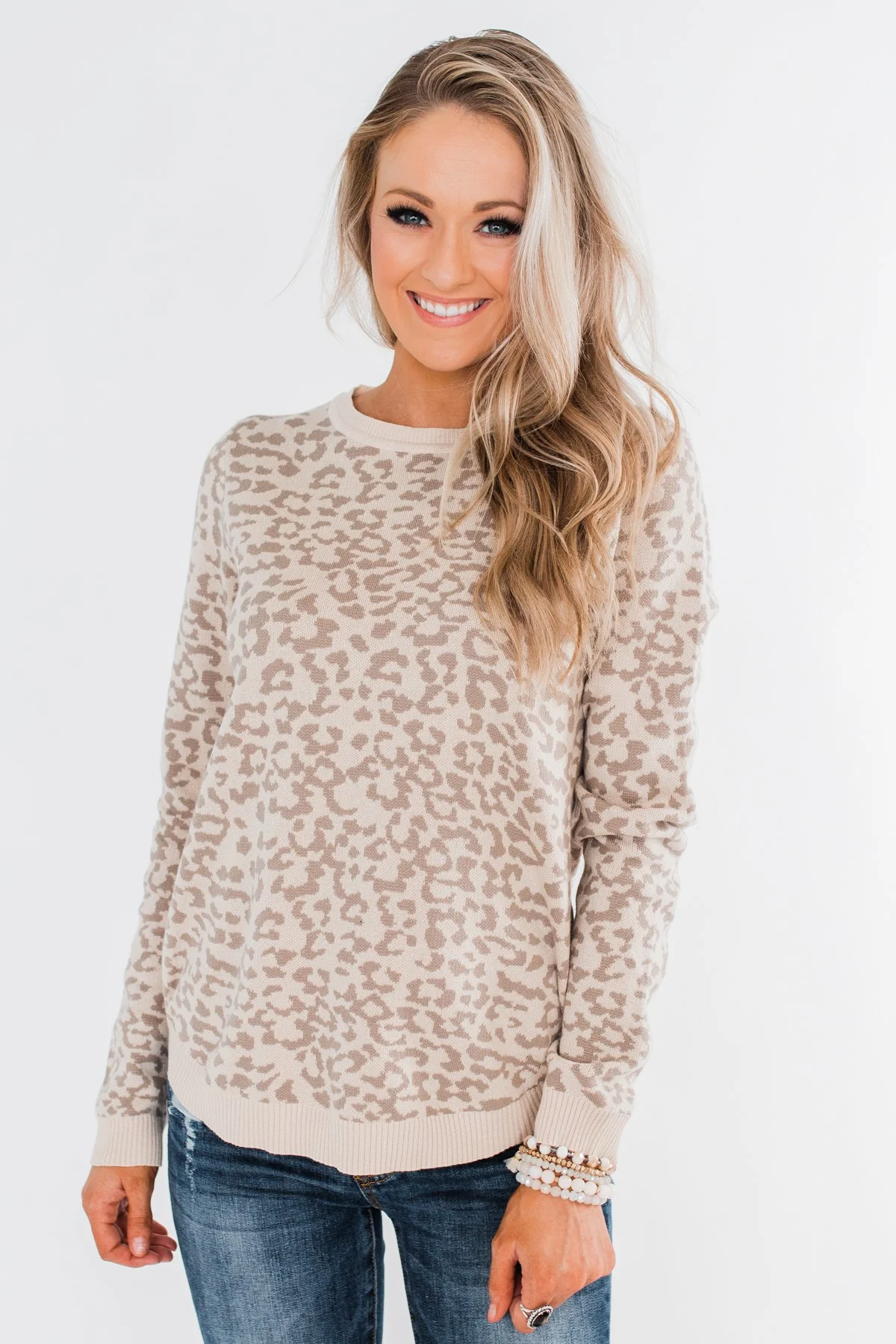Naturally Fierce Leopard Sweater- Beige - Image 3
