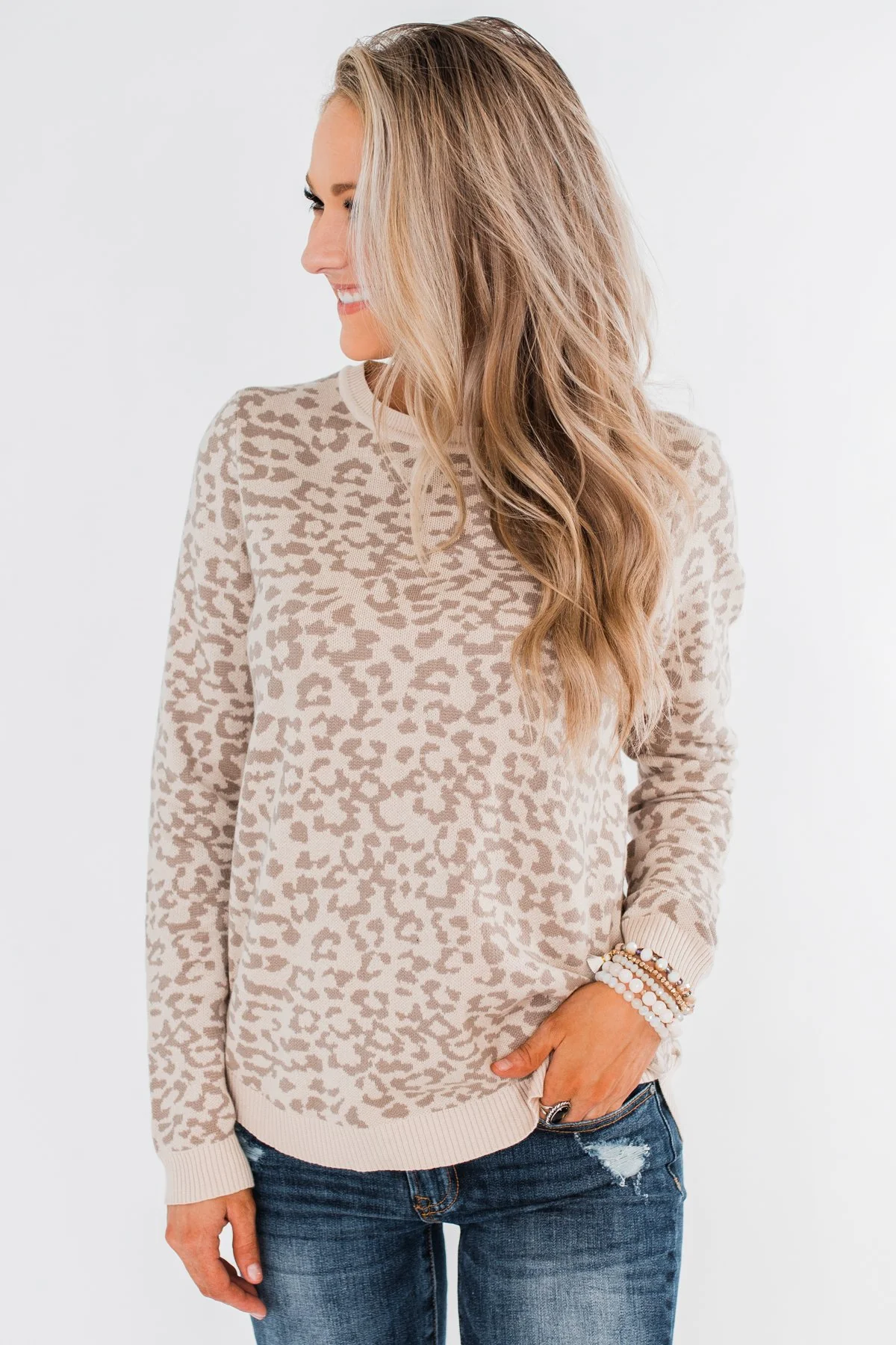 Naturally Fierce Leopard Sweater- Beige - Image 4