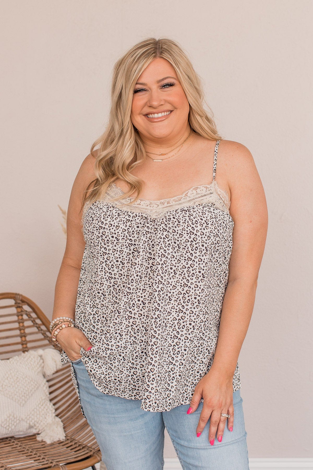 Naturally Me Leopard Print Tank Top- Ivory & Beige - Image 2