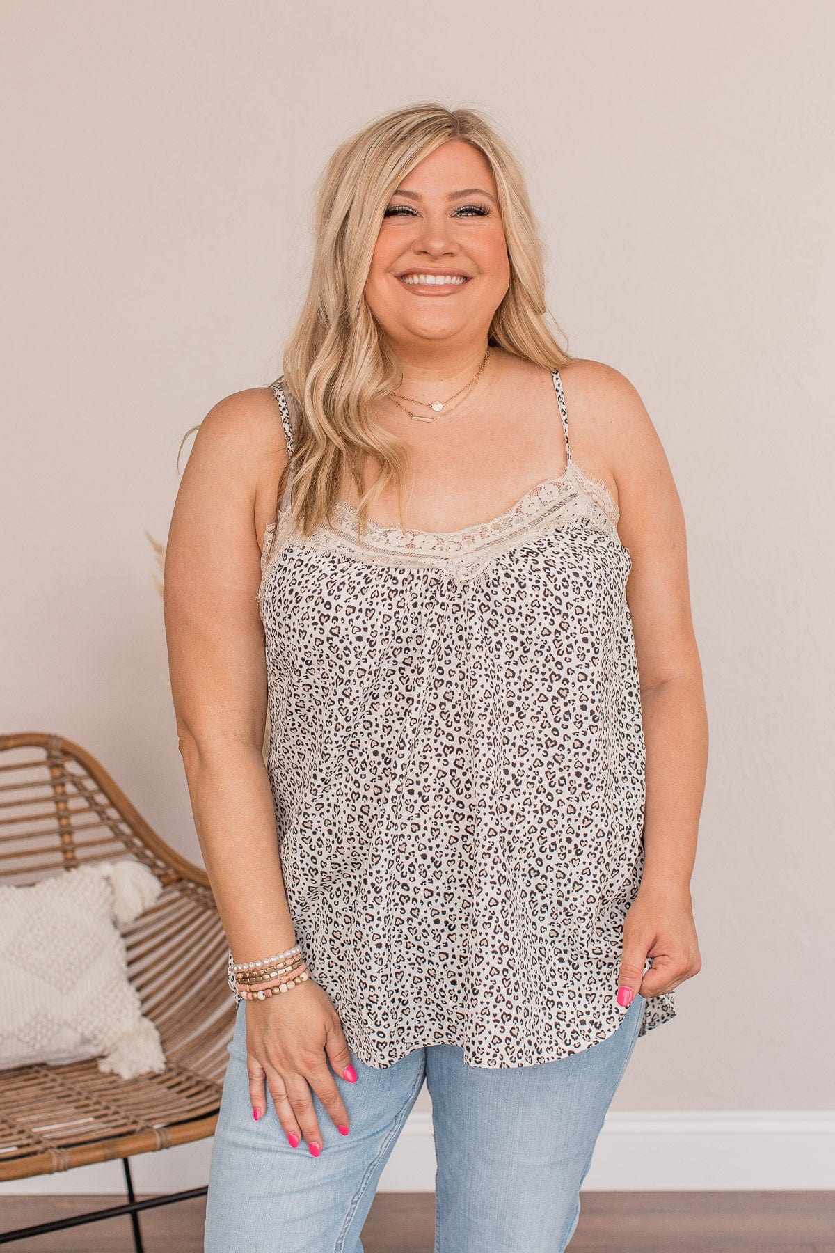 Naturally Me Leopard Print Tank Top- Ivory & Beige - Image 4