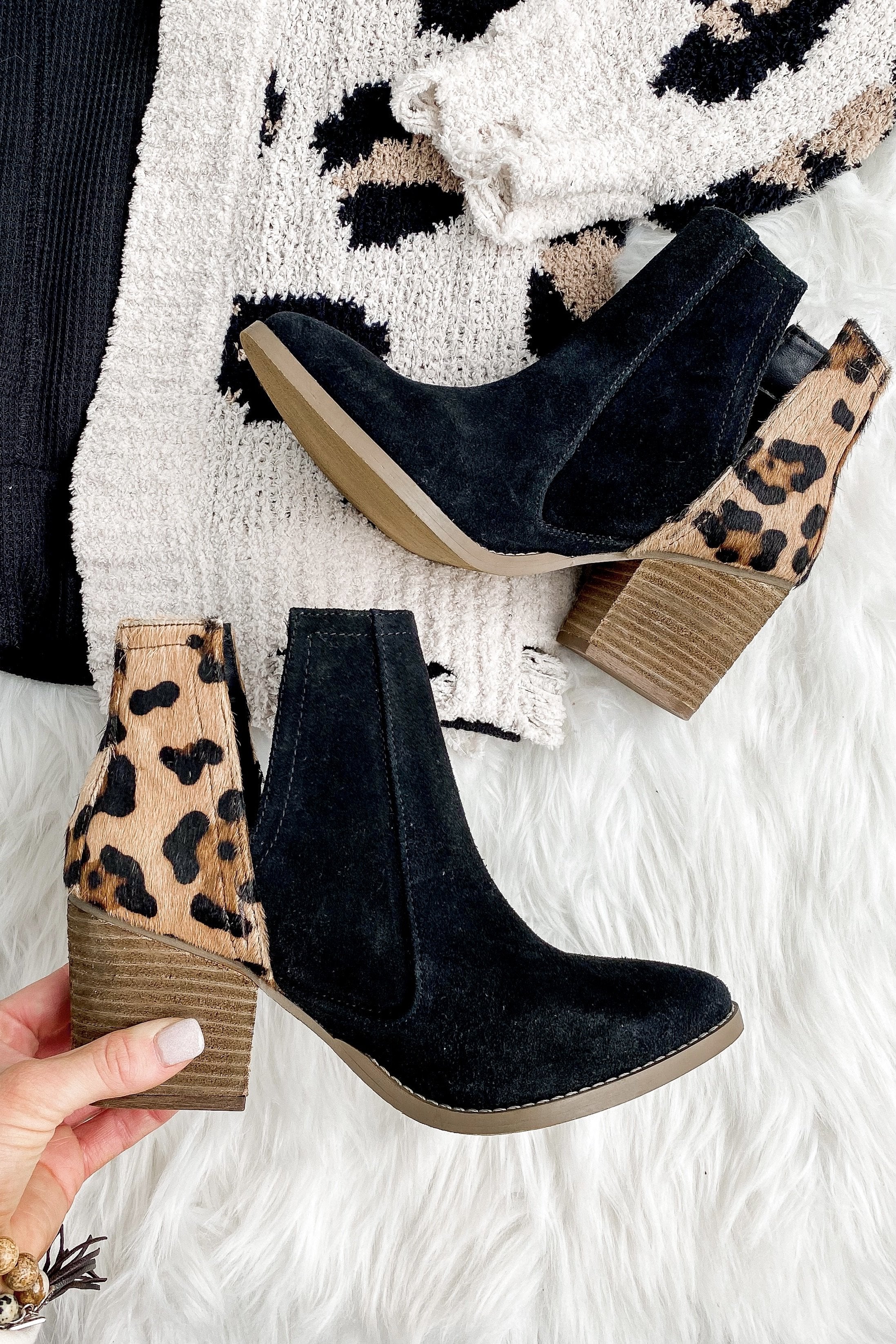 Naughty Monkey Camilyn Booties- Black & Leopard - Image 2