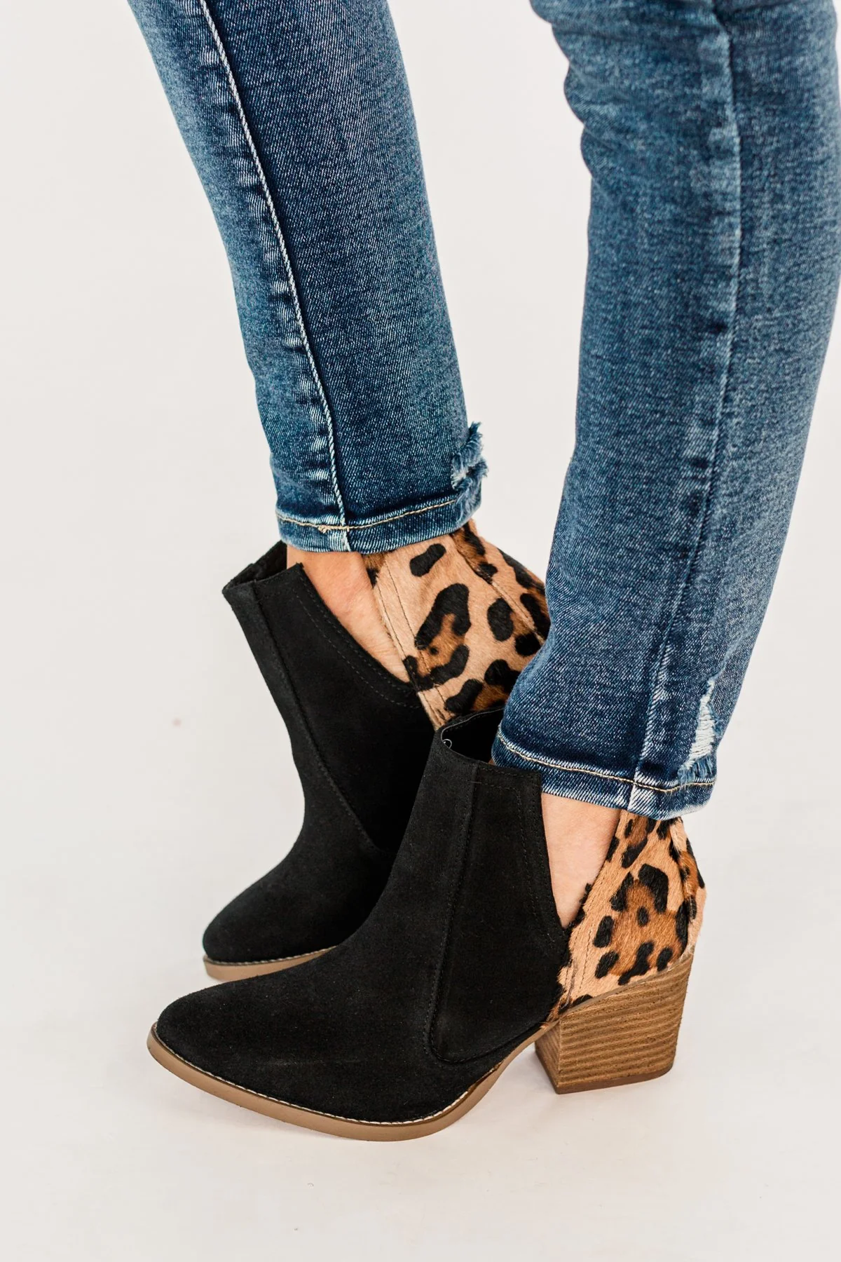 Naughty Monkey Camilyn Booties- Black & Leopard - Image 4