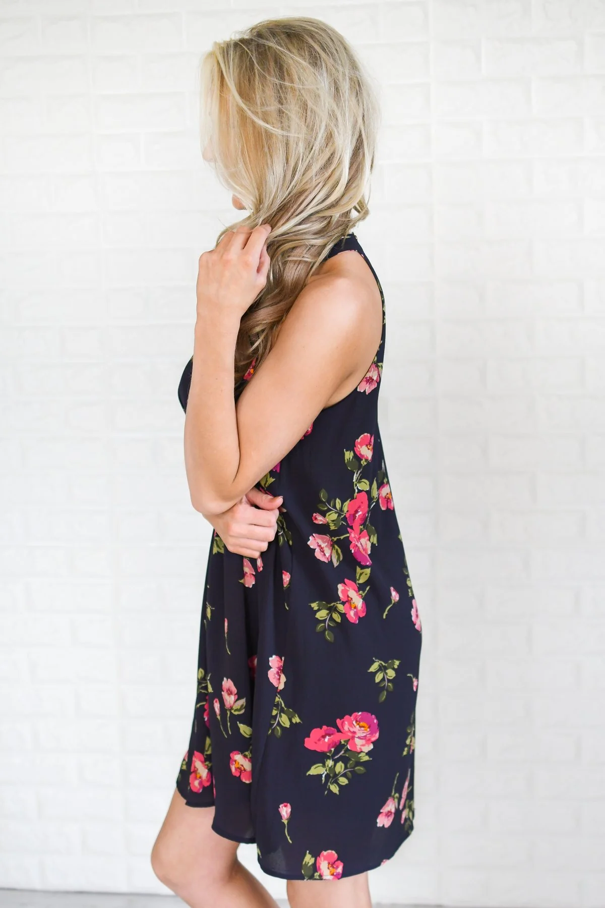 Navy & Floral Halter Dress - Image 5