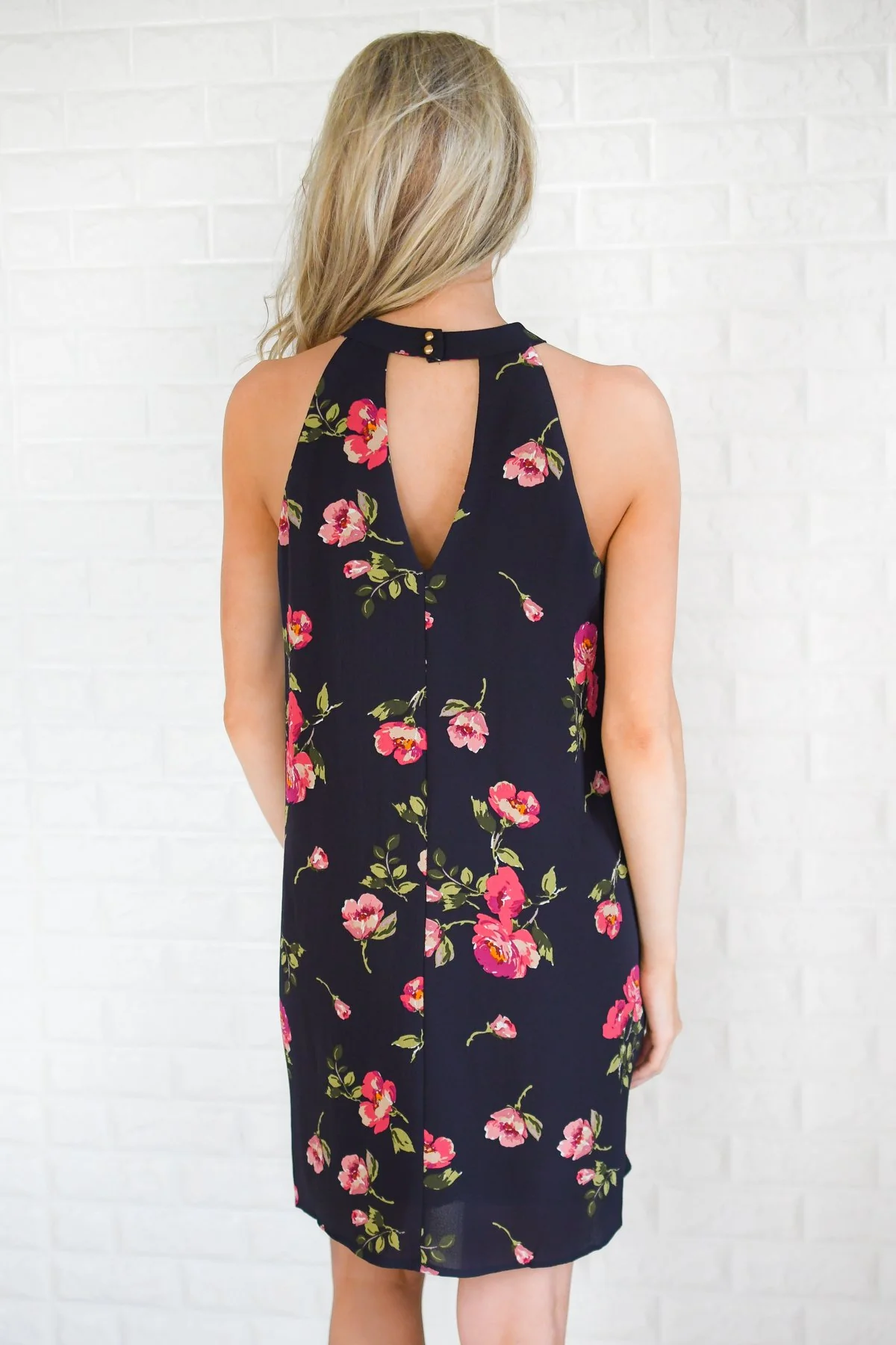 Navy & Floral Halter Dress - Image 6