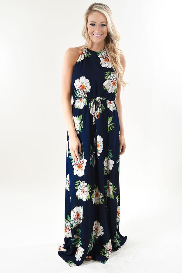 Navy Oasis Floral Maxi Dress - Image 2