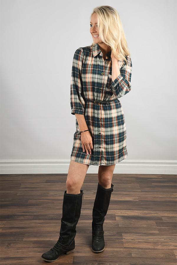 Navy Plaid Dress - Image 4