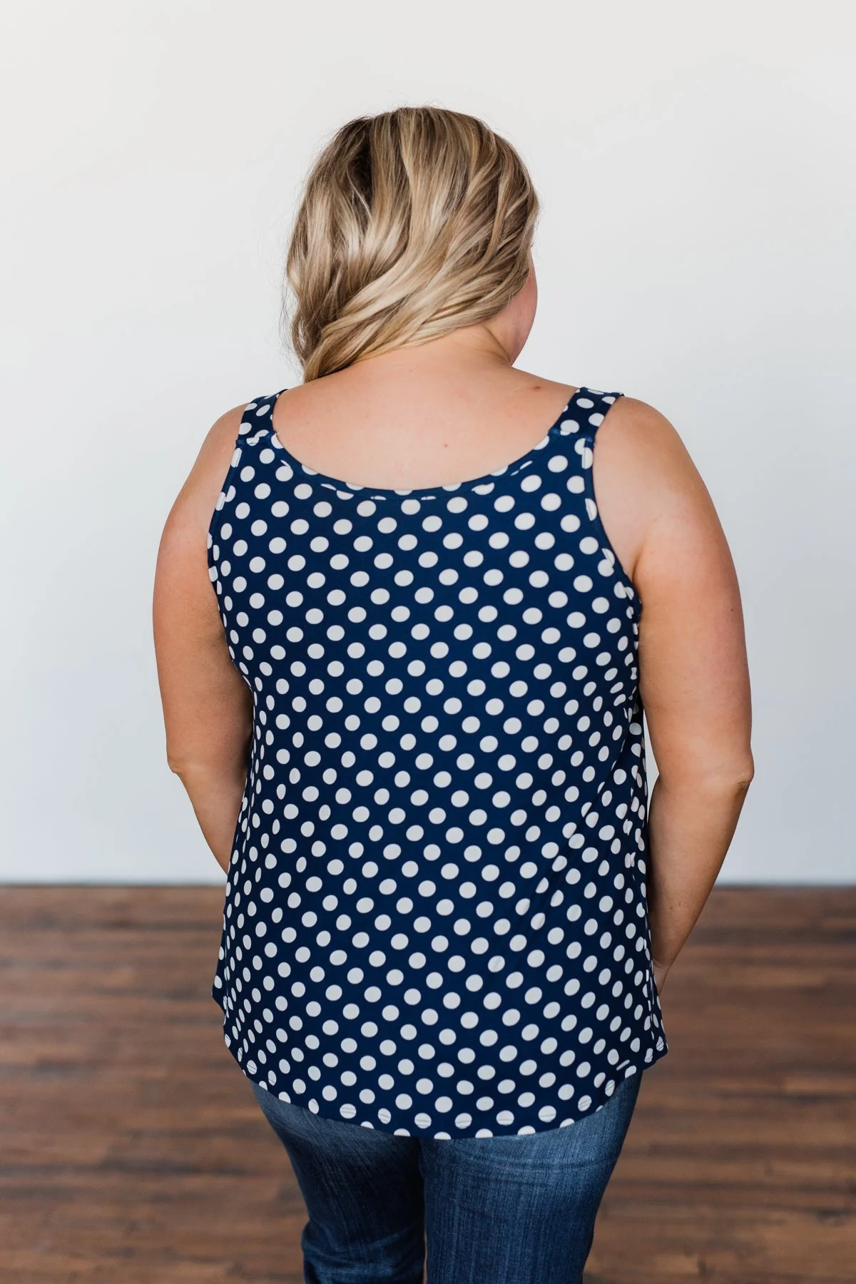Navy & White Polka Dot Tank Top - Image 11