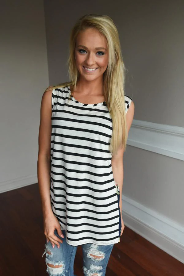 Navy & White Striped Floral - Image 5