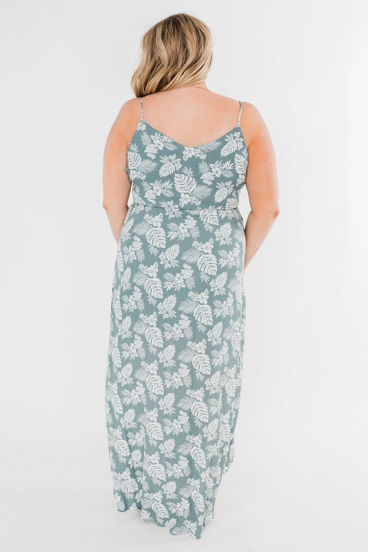 Near the Beach Tropical Hi-Low Dress- Seafoam Green - Image 8