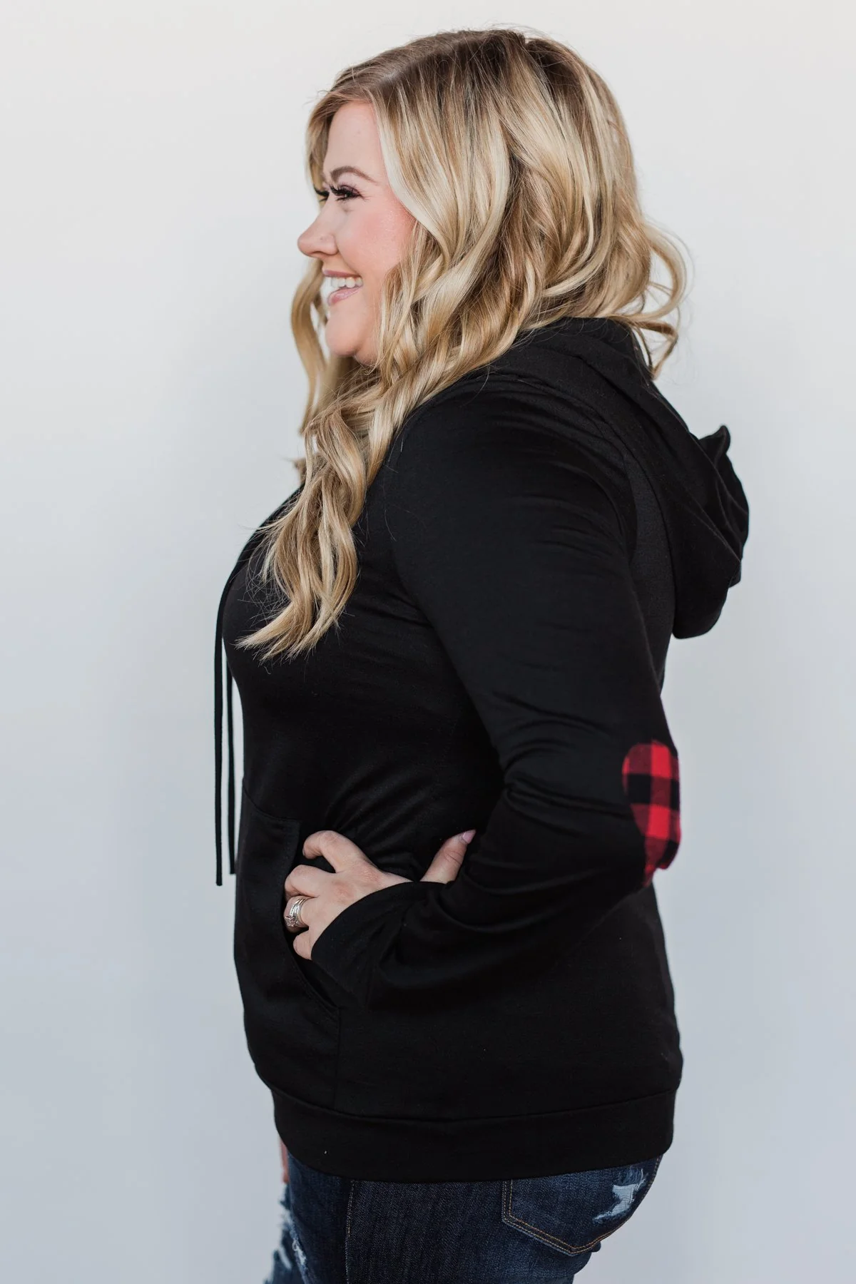 Near to my Heart Elbow Patch Hoodie - Black - Image 11