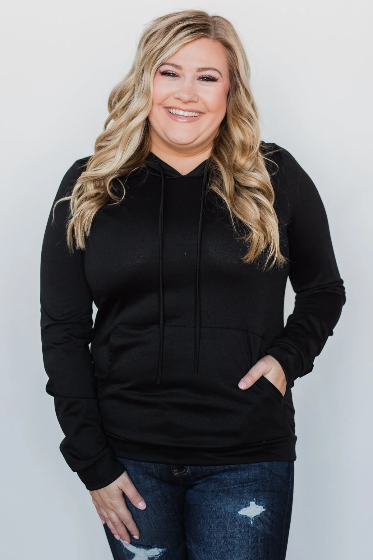 Near to my Heart Elbow Patch Hoodie - Black - Image 2