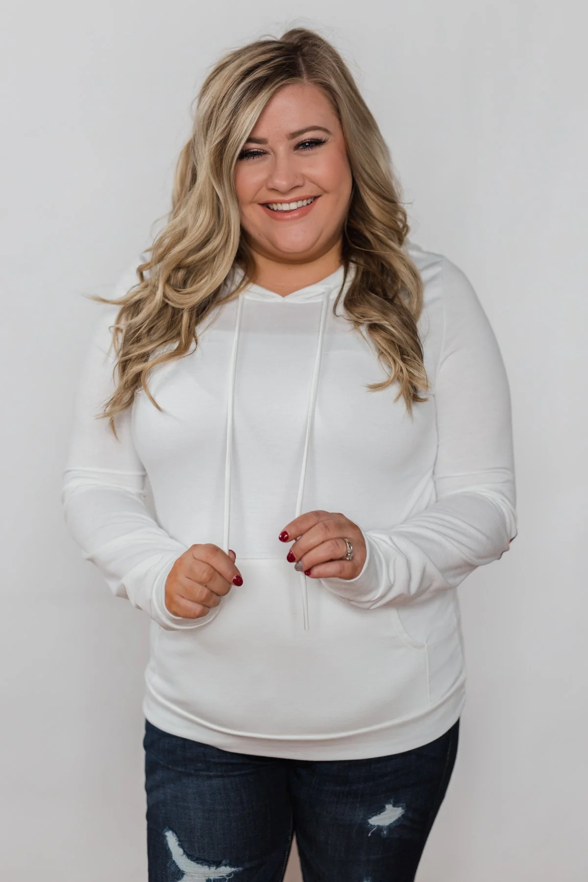 Near to my Heart Elbow Patch Hoodie- Ivory - Image 2