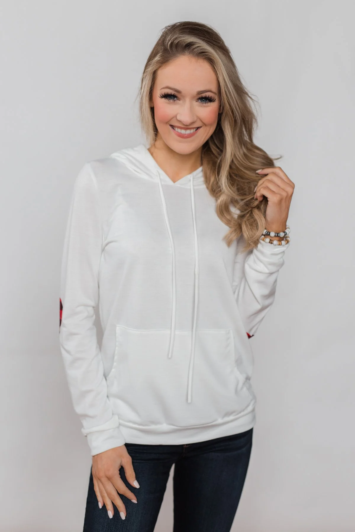 Near to my Heart Elbow Patch Hoodie- Ivory - Image 4