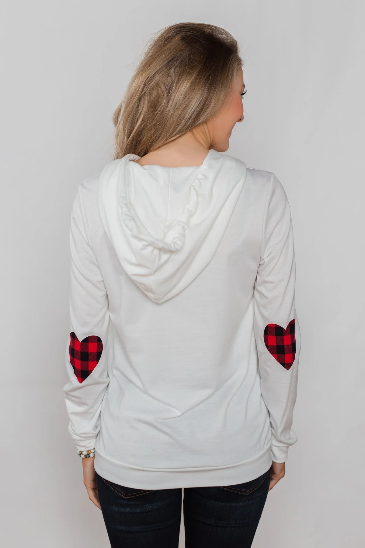 Near to my Heart Elbow Patch Hoodie- Ivory - Image 7