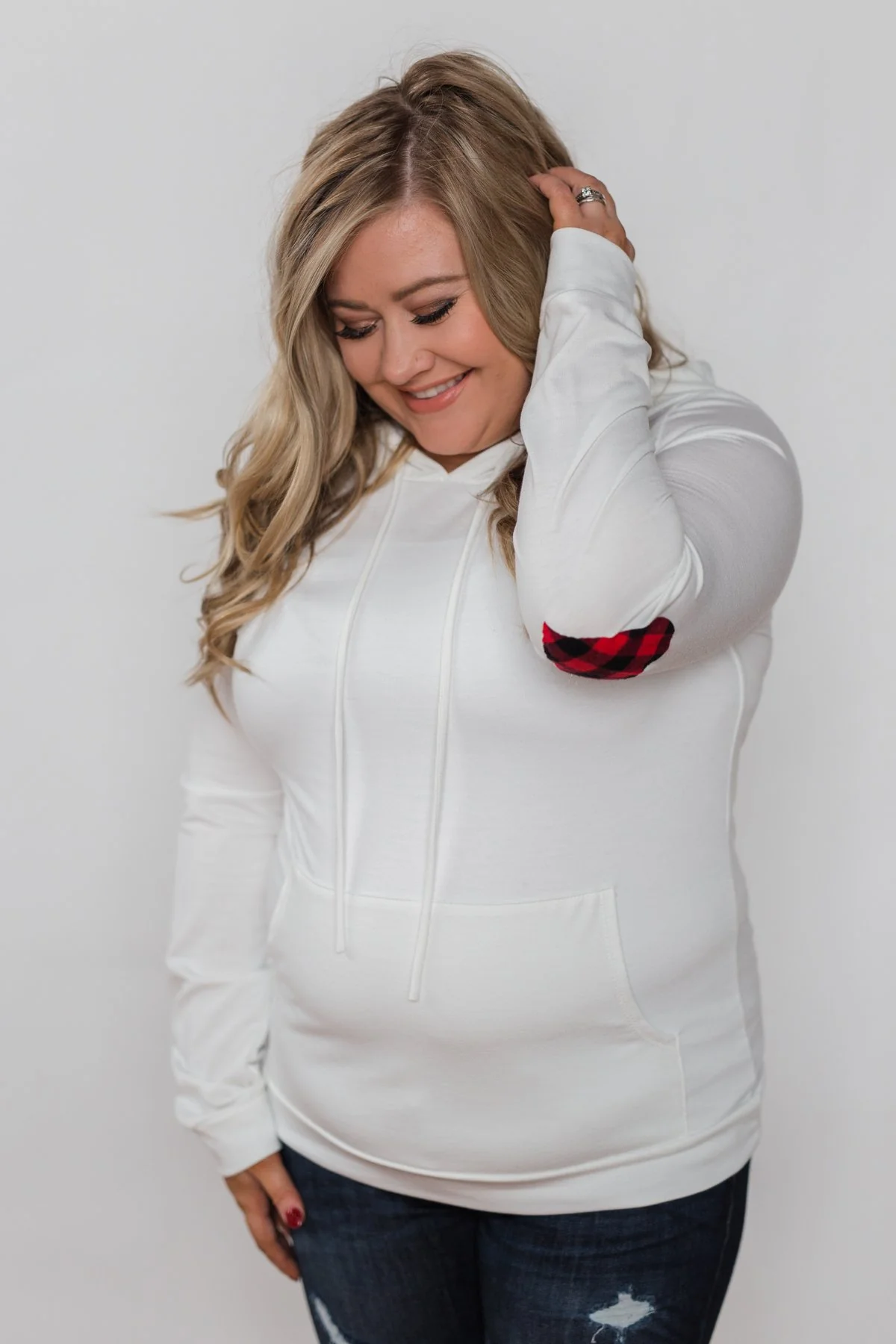 Near to my Heart Elbow Patch Hoodie- Ivory - Image 9