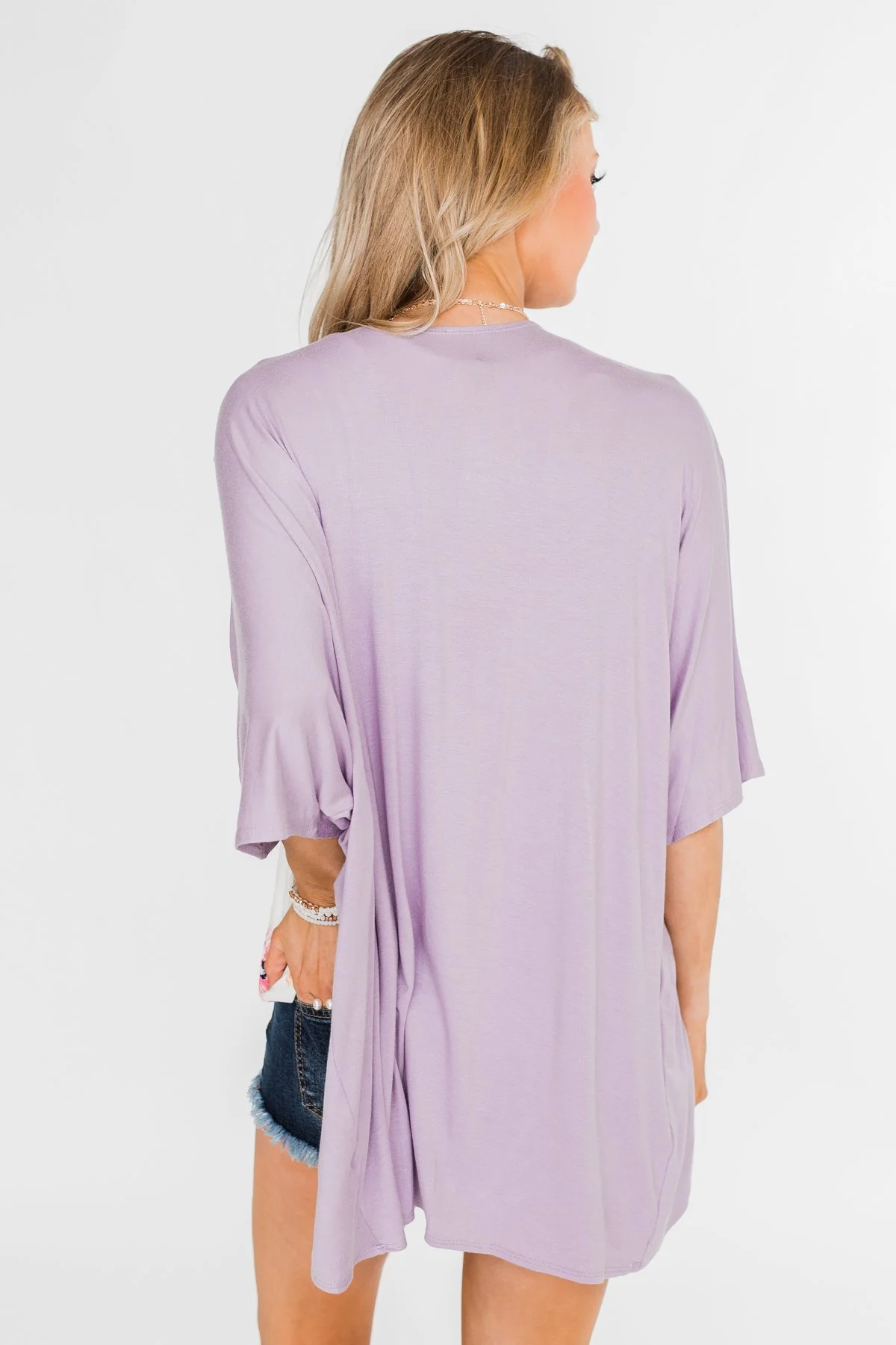 Need For You Short Sleeve Kimono- Light Purple - Image 5