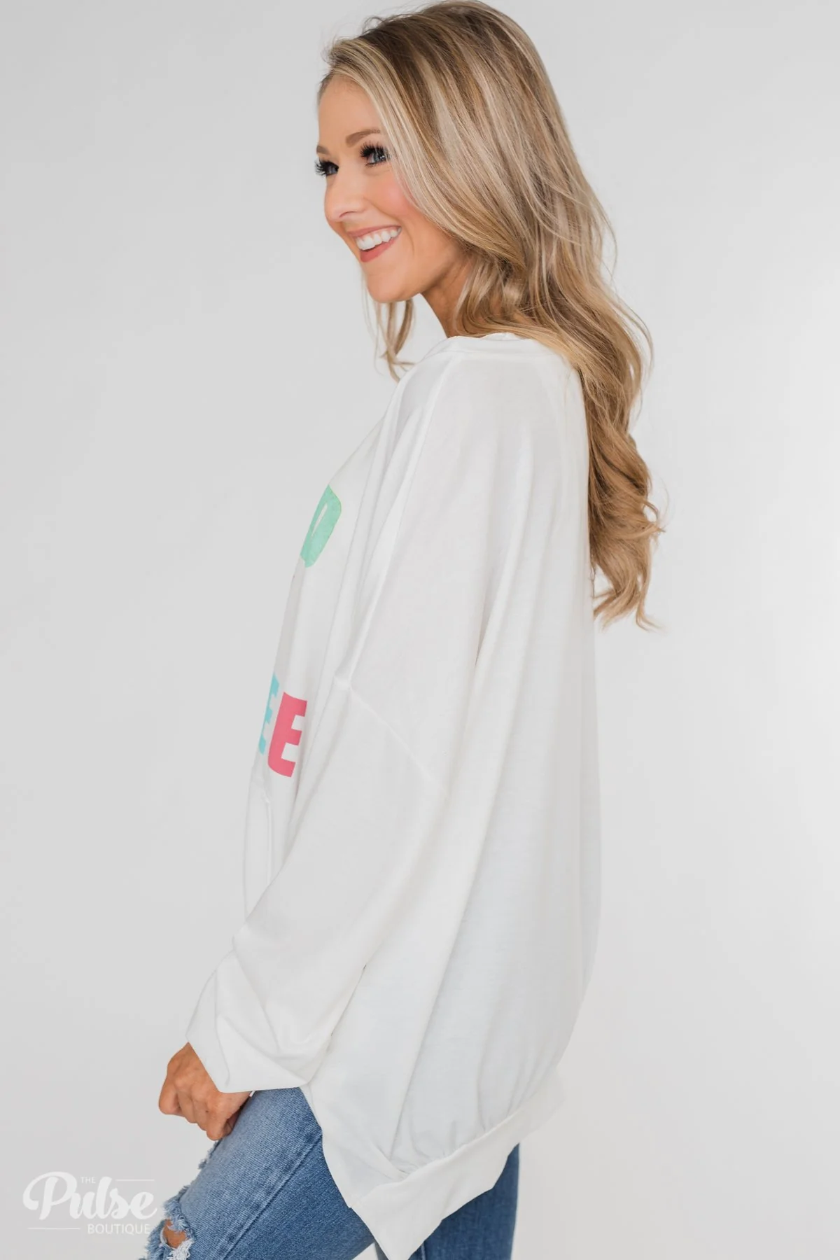 "Need My Coffee" Long Sleeve Pullover- Off White - Image 7