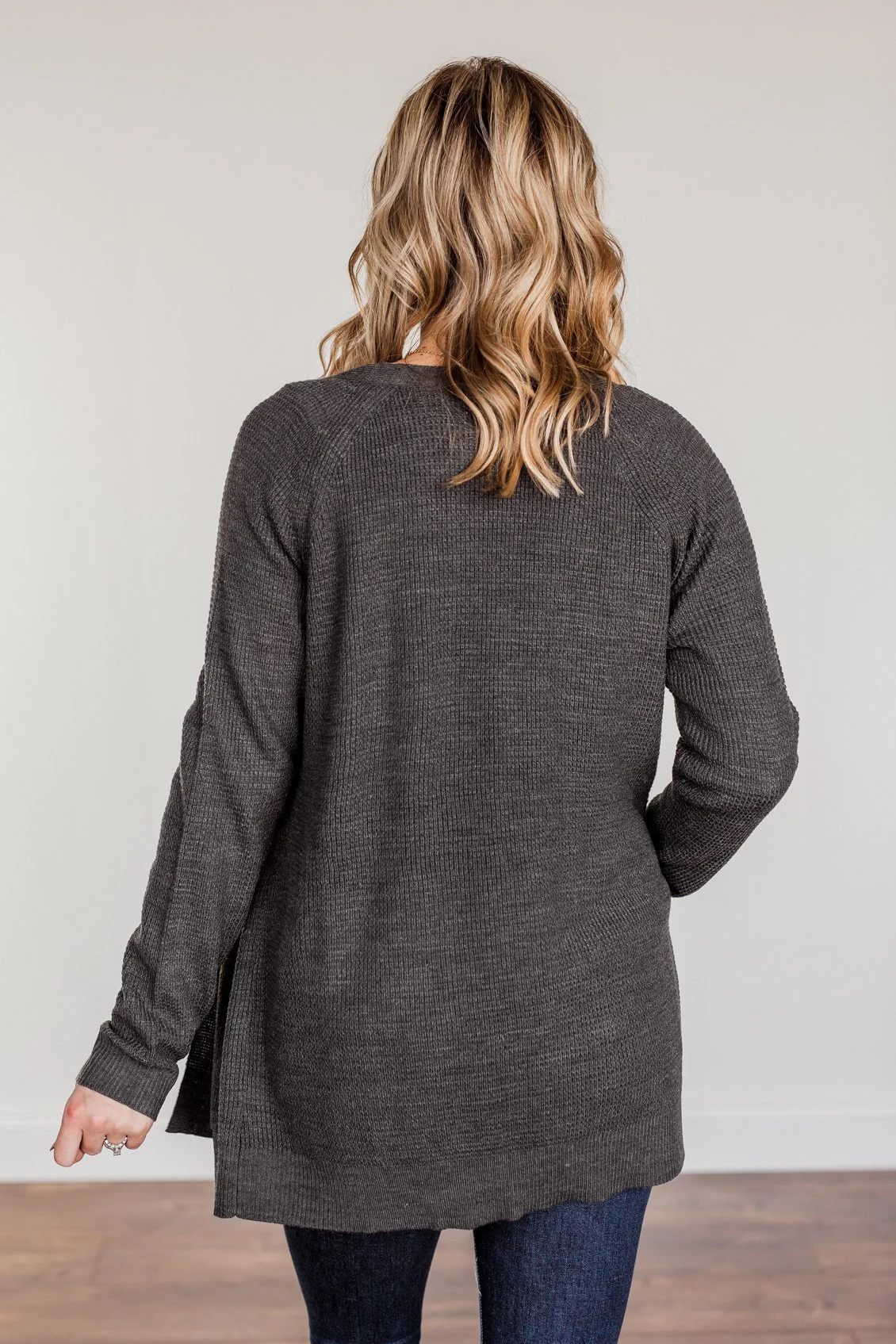 Need Some Time Away Knit Cardigan- Charcoal - Image 8